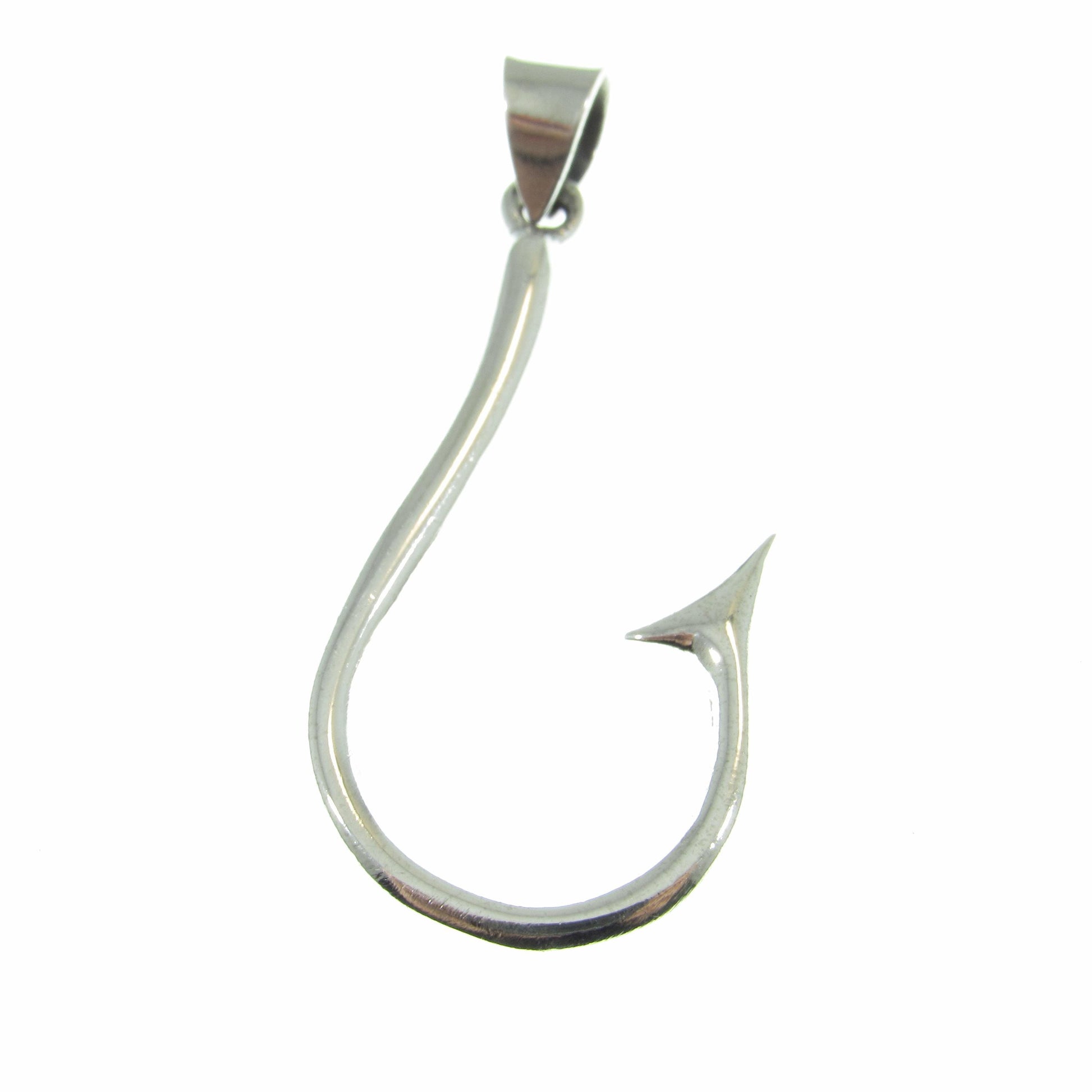 Solid 925 Sterling Silver Fish Hook Pendant - Barbed Fishhook - Handcrafted Fisherman's Charm - Unique High Quality Nautical Jewelry