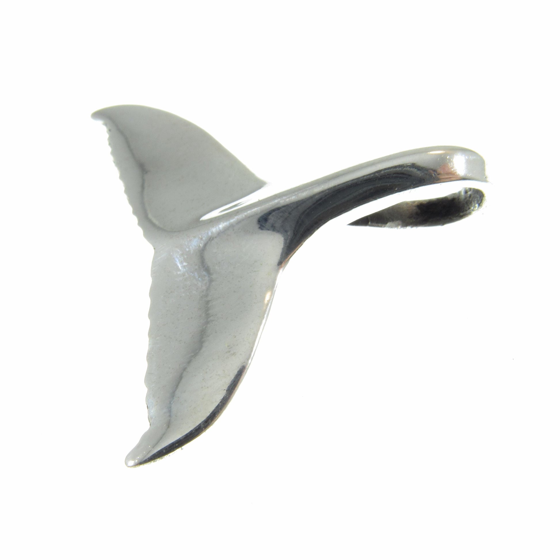 Solid 925 Sterling Silver 3D Whale Tail Slide Pendant - Handcrafted Nautical Jewelry Charm - Unique Design - Ocean & Sea Lover's Gift Idea