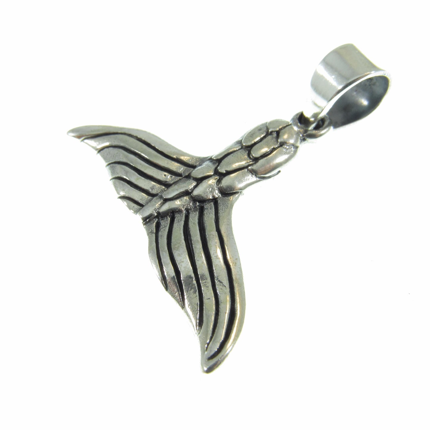 Mermaid Tail Pendant - Solid 925 Sterling Silver - Whale Tail Necklace Charm - Handcrafted Nautical Jewelry, Unique Design, Ocean Lover Gift