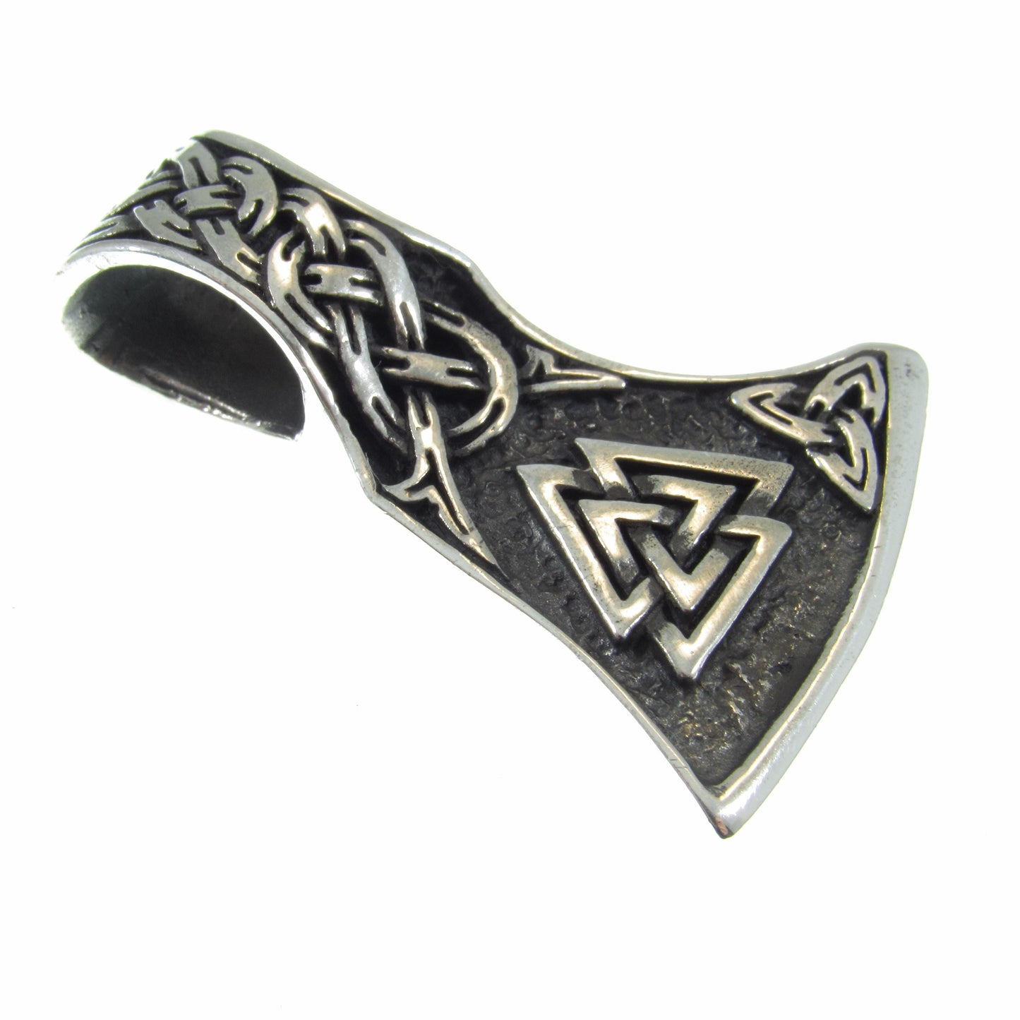 Solid 925 Sterling Silver Mens Thor's Hammer Mjollnir Slide Pendant - Norse Amulet with Valknut Symbol - Celtic Jewelry - Infinity Knotwork