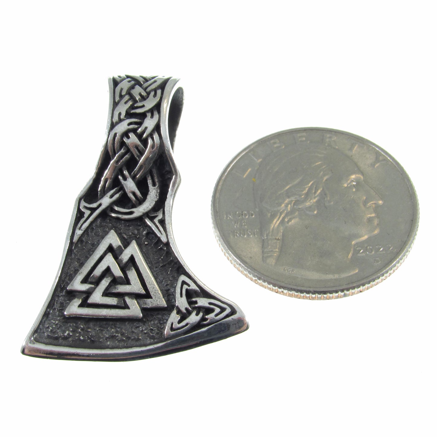 Solid 925 Sterling Silver Mens Thor's Hammer Mjollnir Slide Pendant - Norse Amulet with Valknut Symbol - Celtic Jewelry - Infinity Knotwork