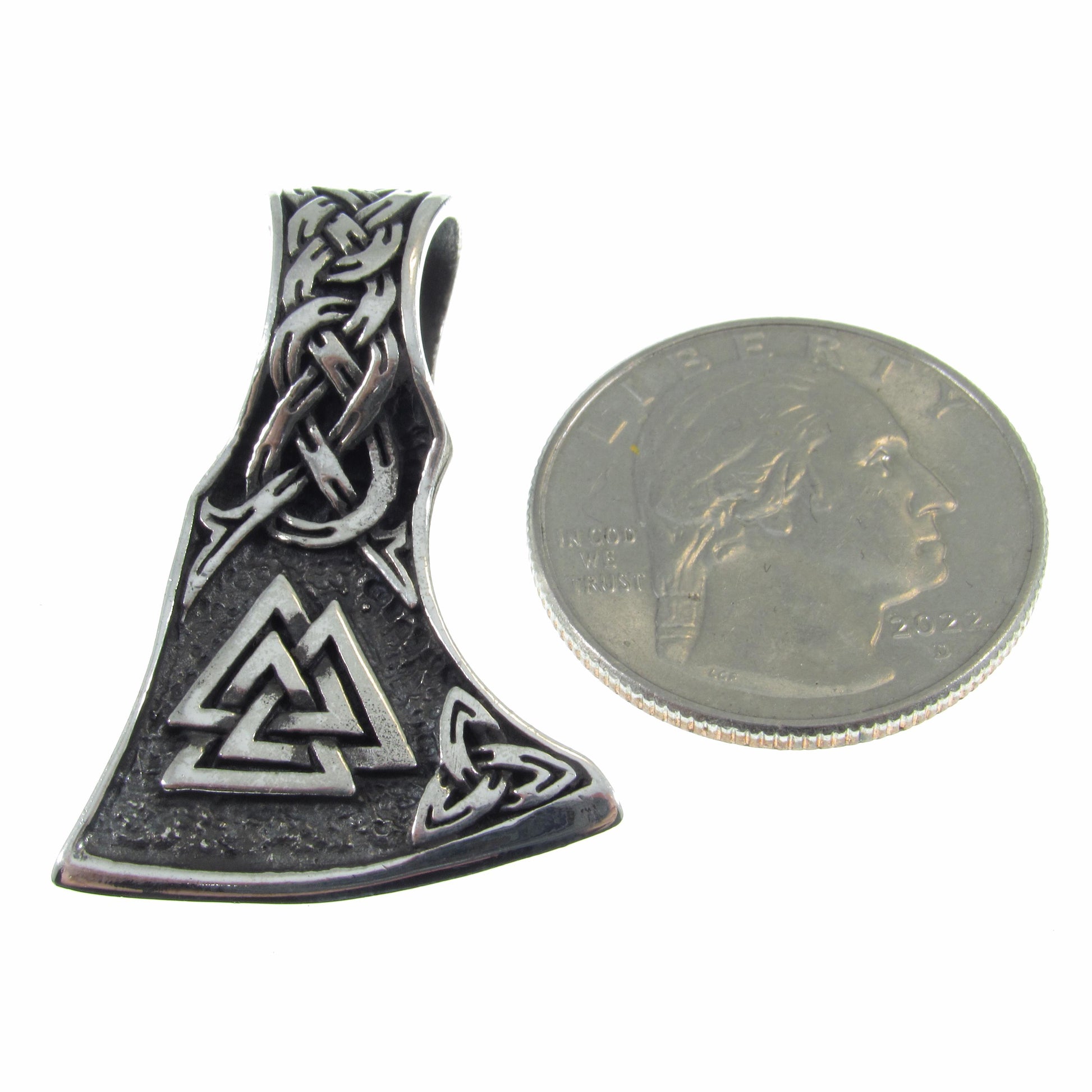 Solid 925 Sterling Silver Mens Thor's Hammer Mjollnir Slide Pendant - Norse Amulet with Valknut Symbol - Celtic Jewelry - Infinity Knotwork