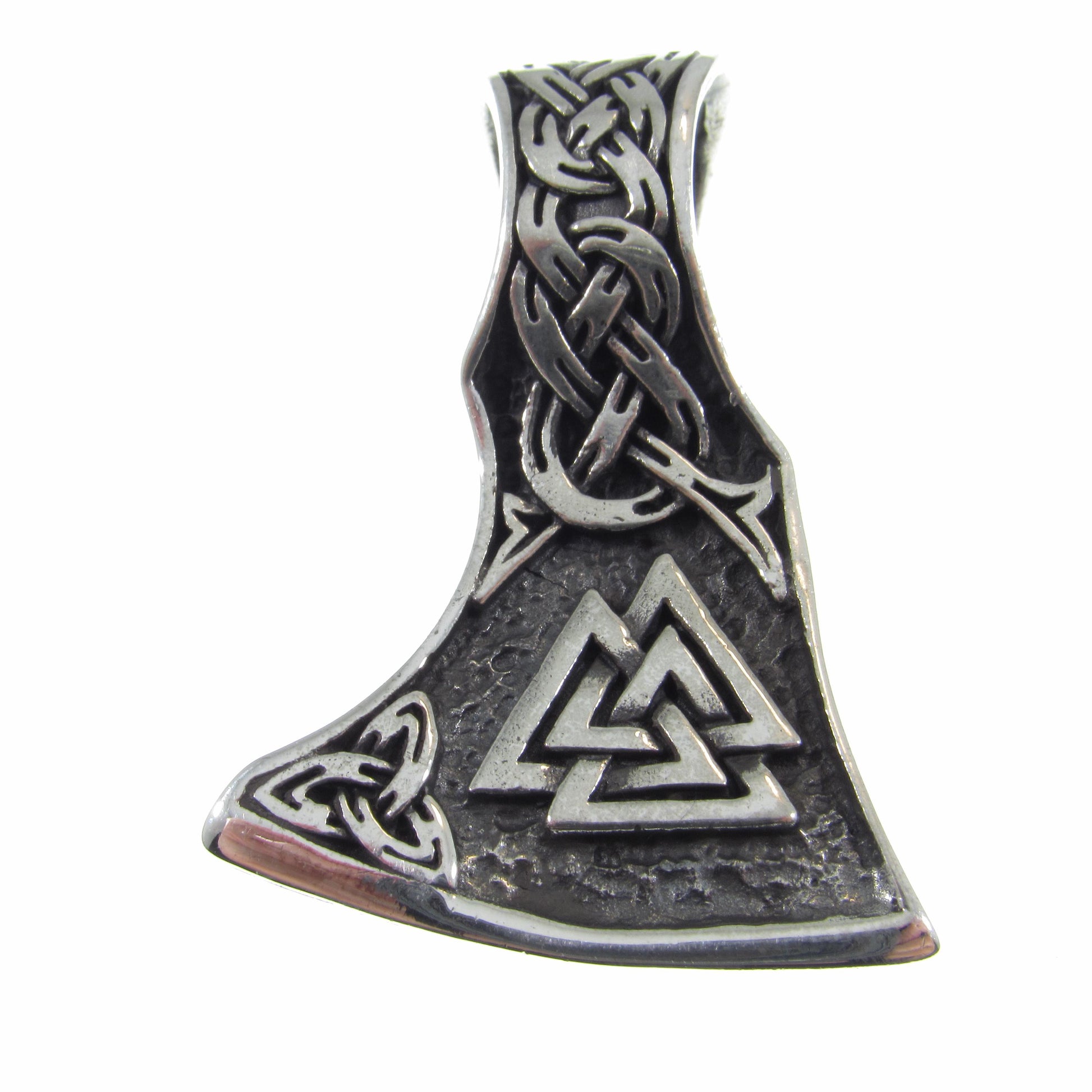 Solid 925 Sterling Silver Mens Thor's Hammer Mjollnir Slide Pendant - Norse Amulet with Valknut Symbol - Celtic Jewelry - Infinity Knotwork