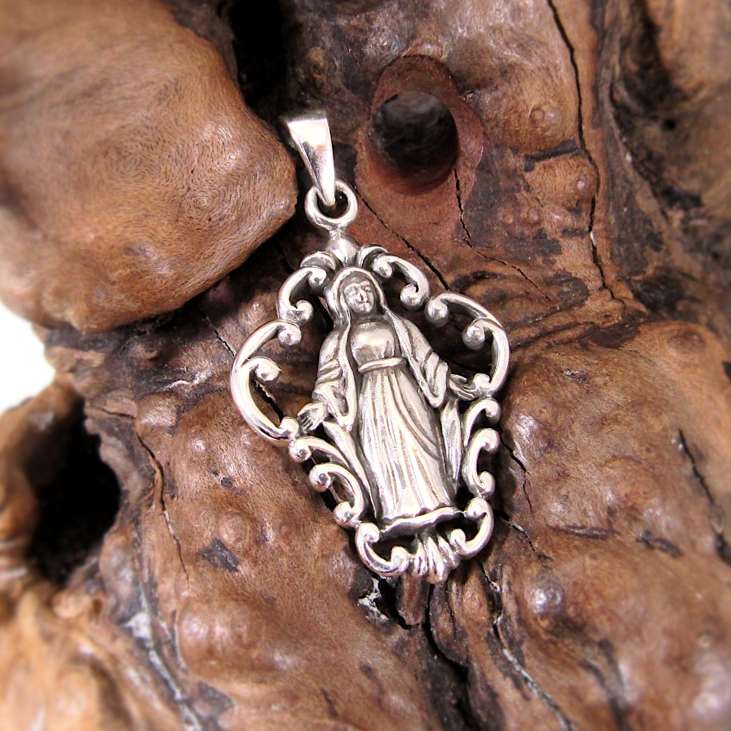 Solid 925 Sterling Silver Virgin Mary Pendant, Miraculous Medal Necklace, Catholic Jewelry, Christian Faith Gift, Religious Protection Charm