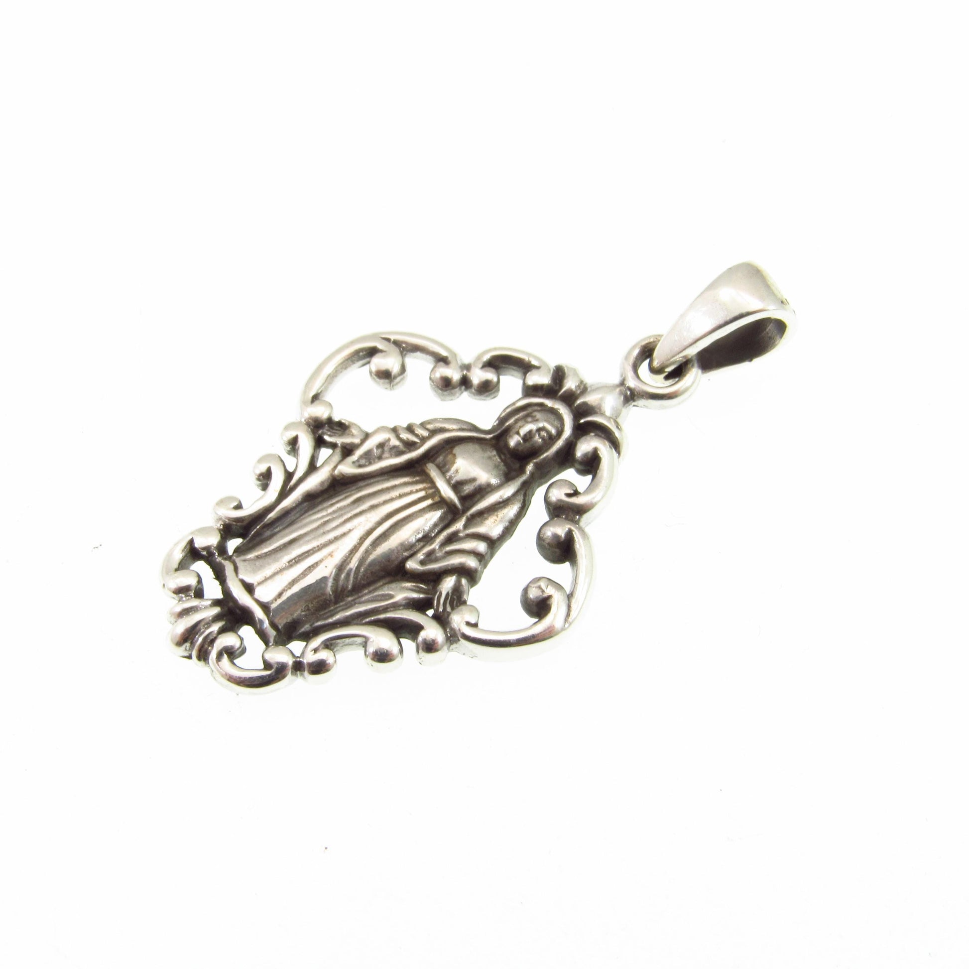 Solid 925 Sterling Silver Virgin Mary Pendant, Miraculous Medal Necklace, Catholic Jewelry, Christian Faith Gift, Religious Protection Charm