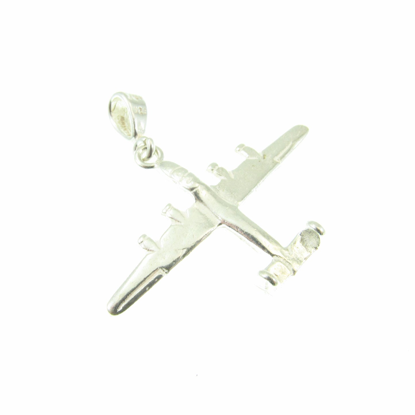 Solid 925 Sterling Silver Bomber Airplane Pendant – WWII Aircraft Necklace Charm, Military Pilot Pendant, Aviation Jewelry Gift