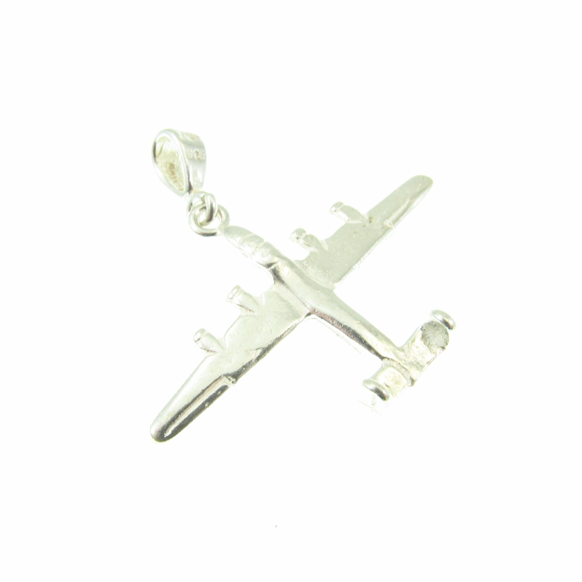 Solid 925 Sterling Silver Bomber Airplane Pendant – WWII Aircraft Necklace Charm, Military Pilot Pendant, Aviation Jewelry Gift
