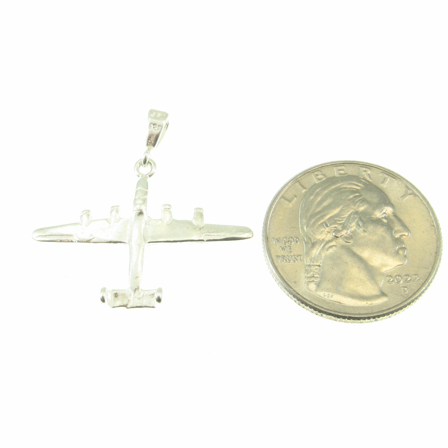 Solid 925 Sterling Silver Bomber Airplane Pendant – WWII Aircraft Necklace Charm, Military Pilot Pendant, Aviation Jewelry Gift