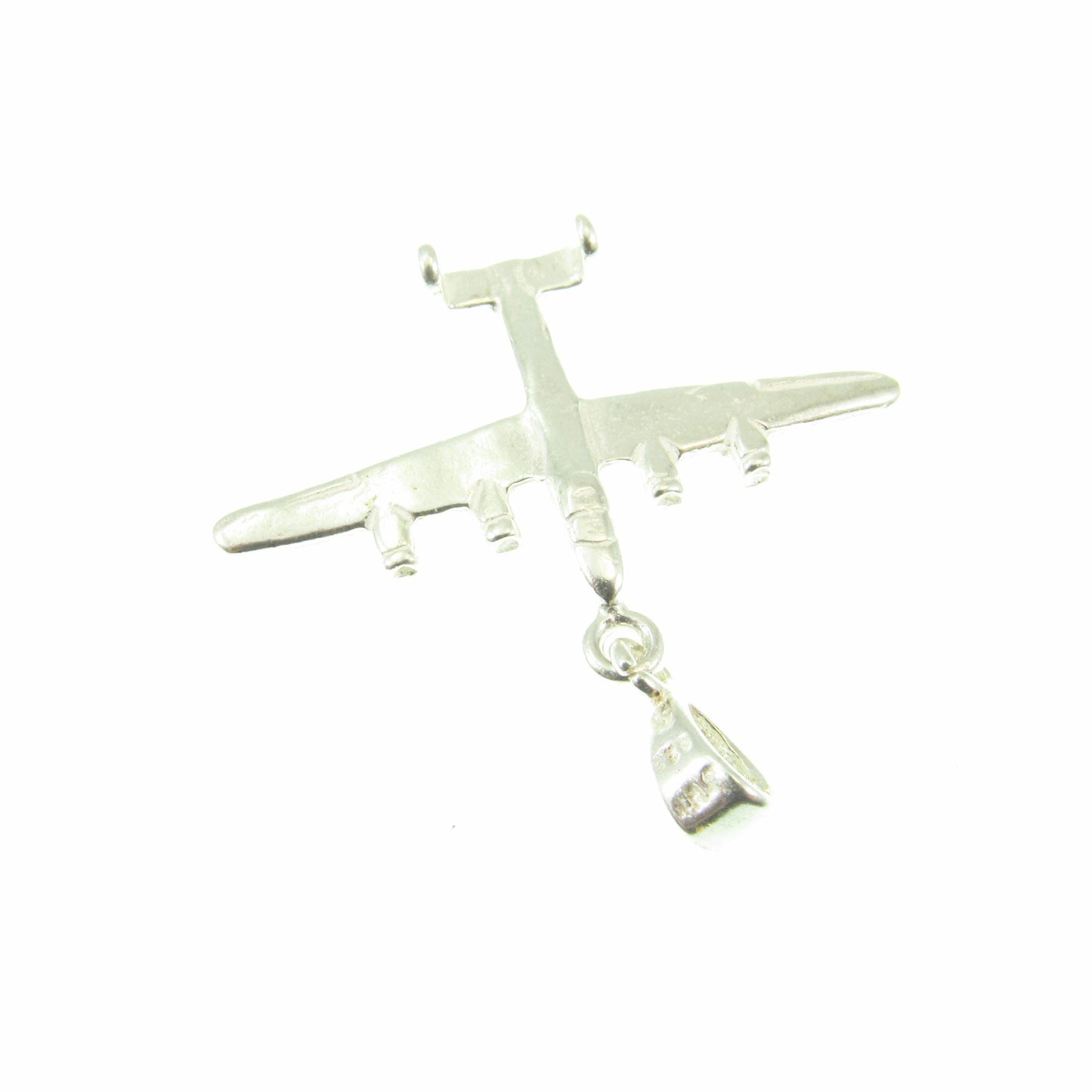 Solid 925 Sterling Silver Bomber Airplane Pendant – WWII Aircraft Necklace Charm, Military Pilot Pendant, Aviation Jewelry Gift