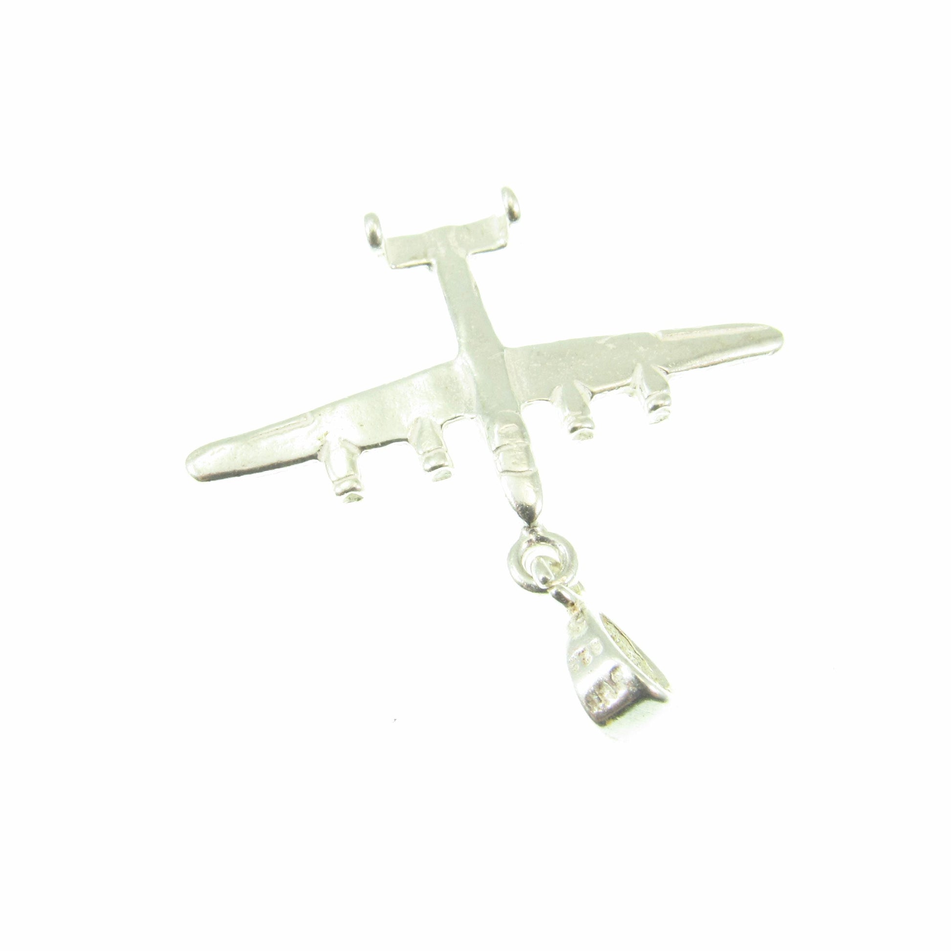 Solid 925 Sterling Silver Bomber Airplane Pendant – WWII Aircraft Necklace Charm, Military Pilot Pendant, Aviation Jewelry Gift