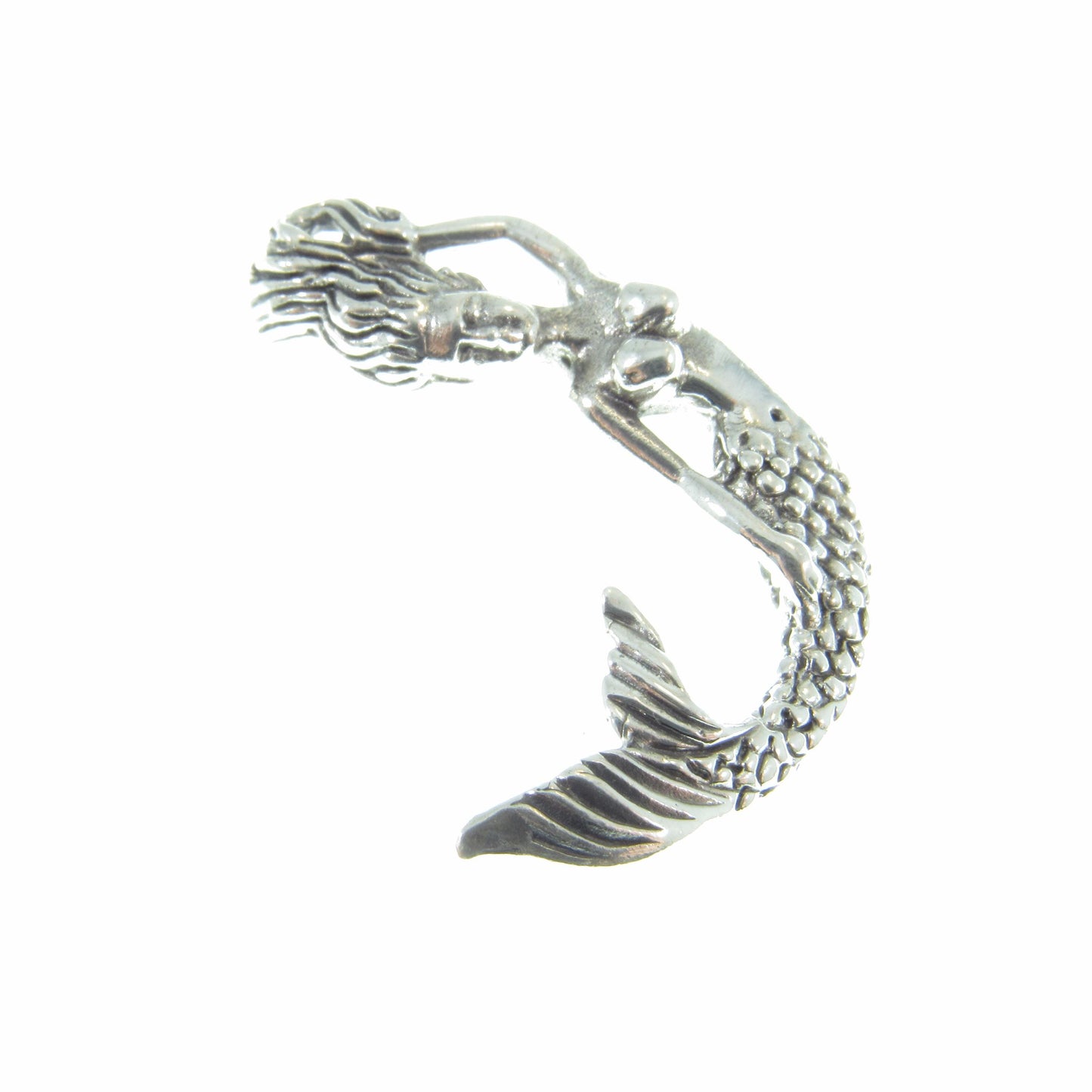 Solid 925 Sterling Silver Mermaid Pendant – Nautical Ocean Jewelry, Fantasy Sea Goddess Charm, Beach Lover Gift, Mythical Siren Pendant