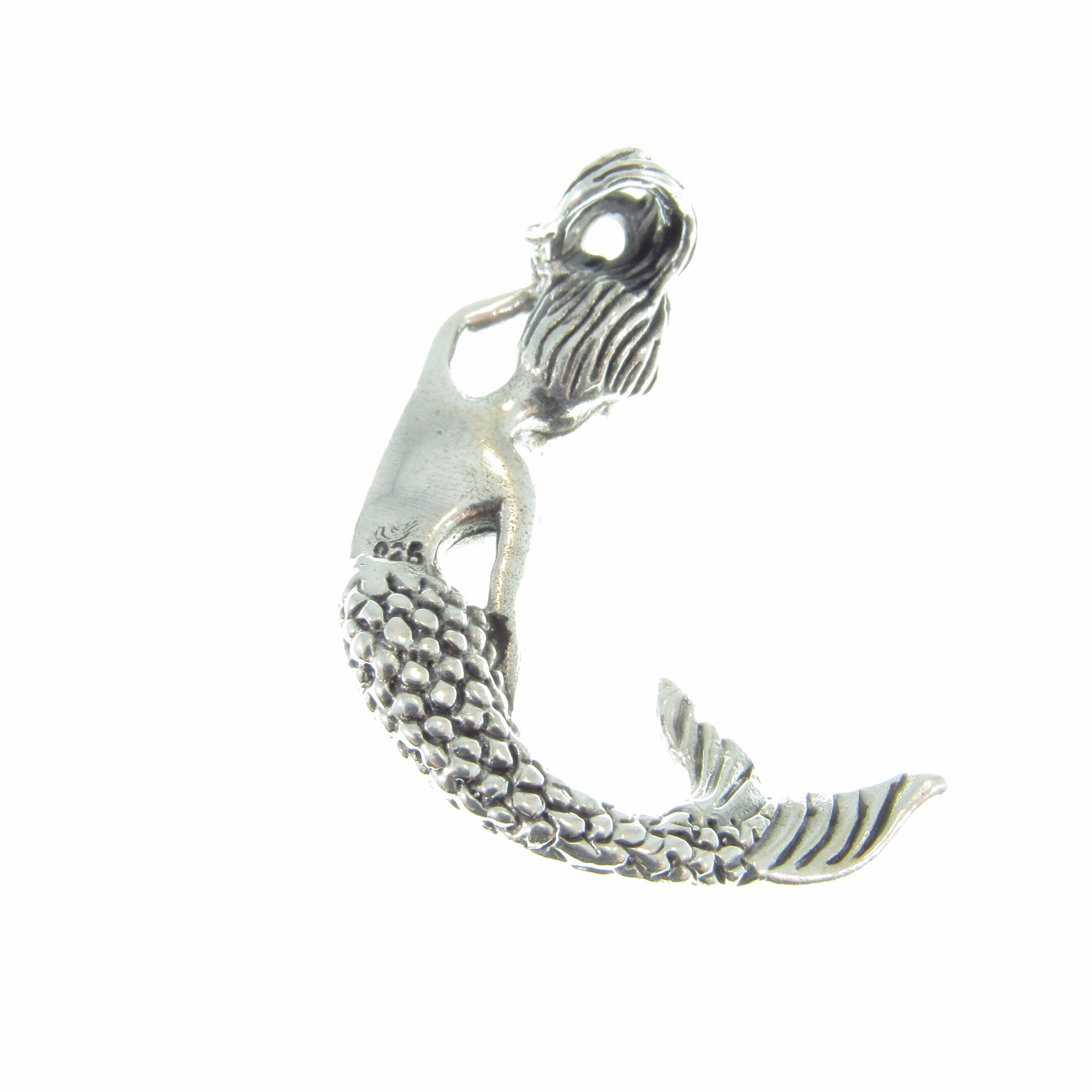 Solid 925 Sterling Silver Mermaid Pendant – Nautical Ocean Jewelry, Fantasy Sea Goddess Charm, Beach Lover Gift, Mythical Siren Pendant