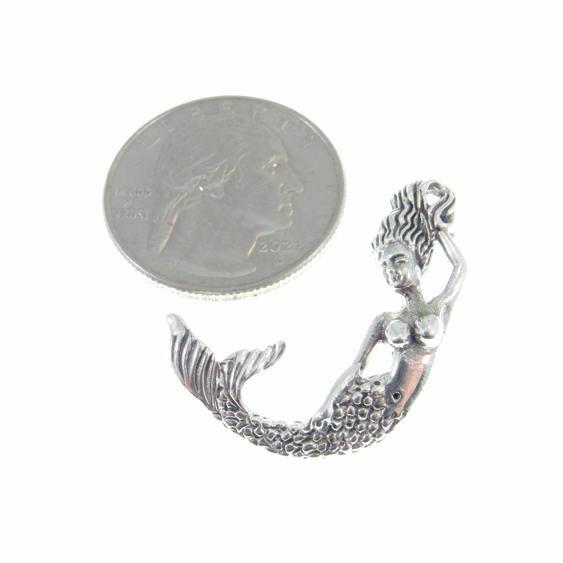 Solid 925 Sterling Silver Mermaid Pendant – Nautical Ocean Jewelry, Fantasy Sea Goddess Charm, Beach Lover Gift, Mythical Siren Pendant