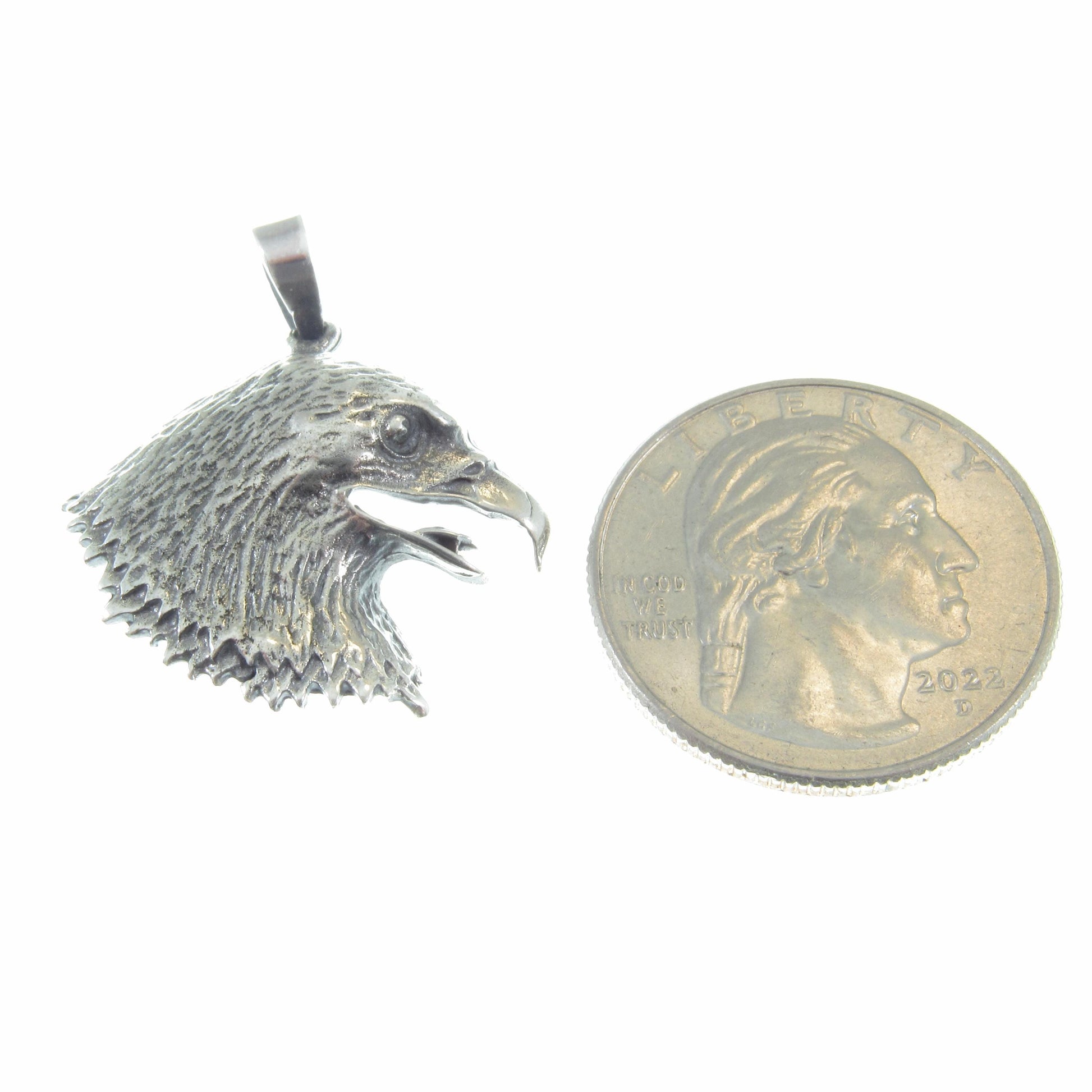 Solid 925 Sterling Silver Eagle Head Pendant – Handcrafted Bald Eagle Charm - Gift for Men & Women – Nature and Wildlife Jewelry