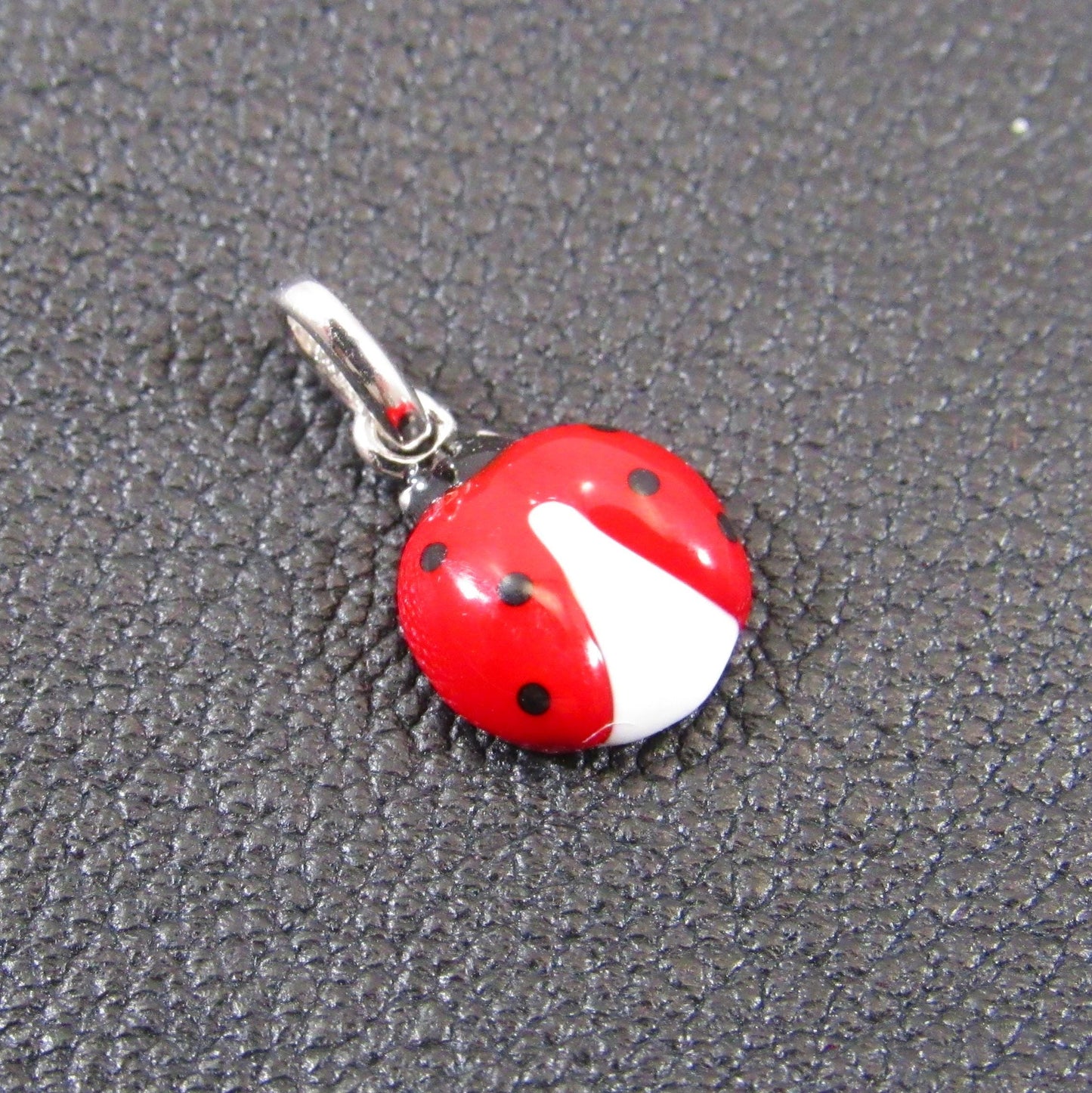 Solid 925 Sterling Silver Ladybug Charm, Hand Painted Enamel Lucky Lady Bug Pendant, Insect Jewelry, Kawaii Charm, Lady Beetle Gift Idea