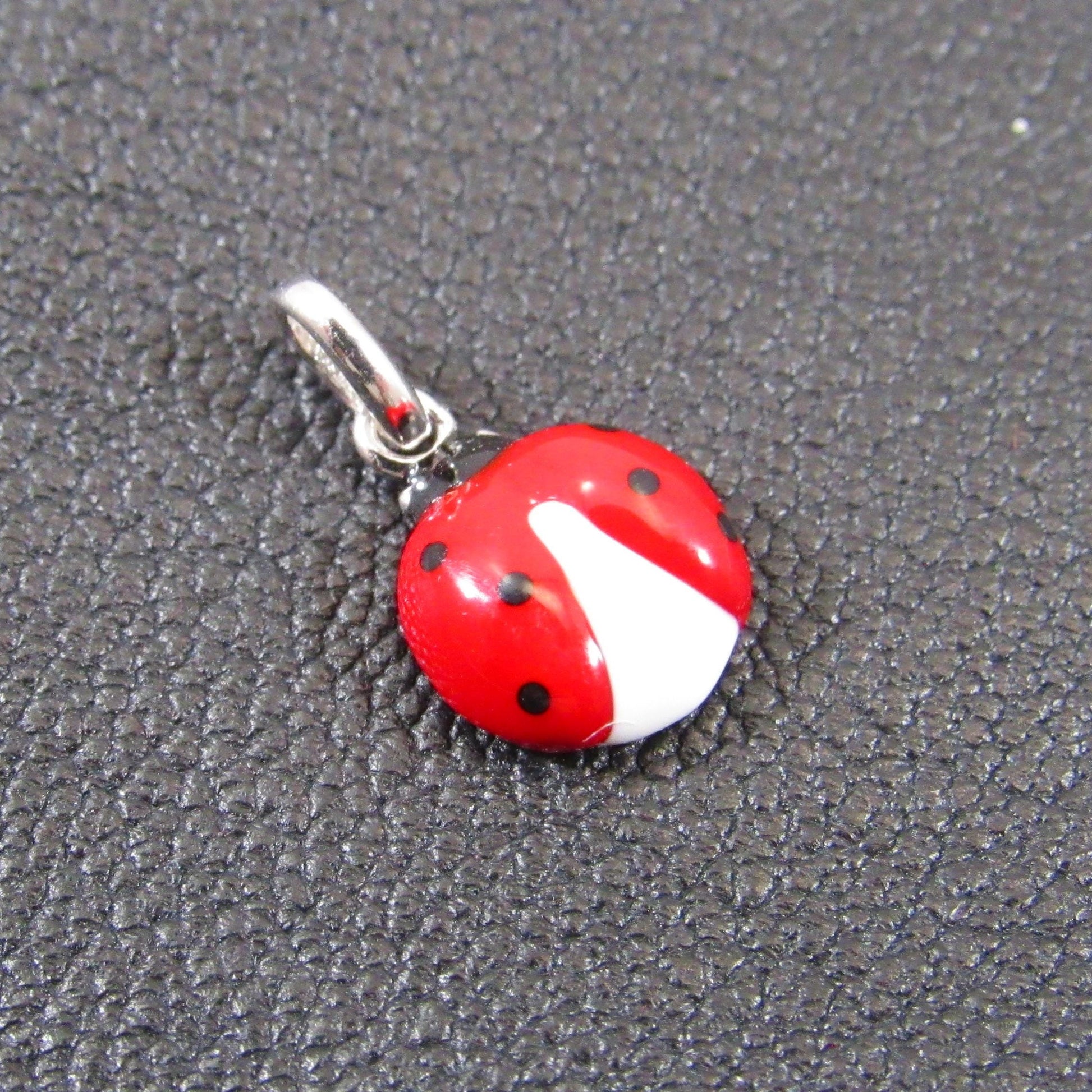 Solid 925 Sterling Silver Ladybug Charm, Hand Painted Enamel Lucky Lady Bug Pendant, Insect Jewelry, Kawaii Charm, Lady Beetle Gift Idea