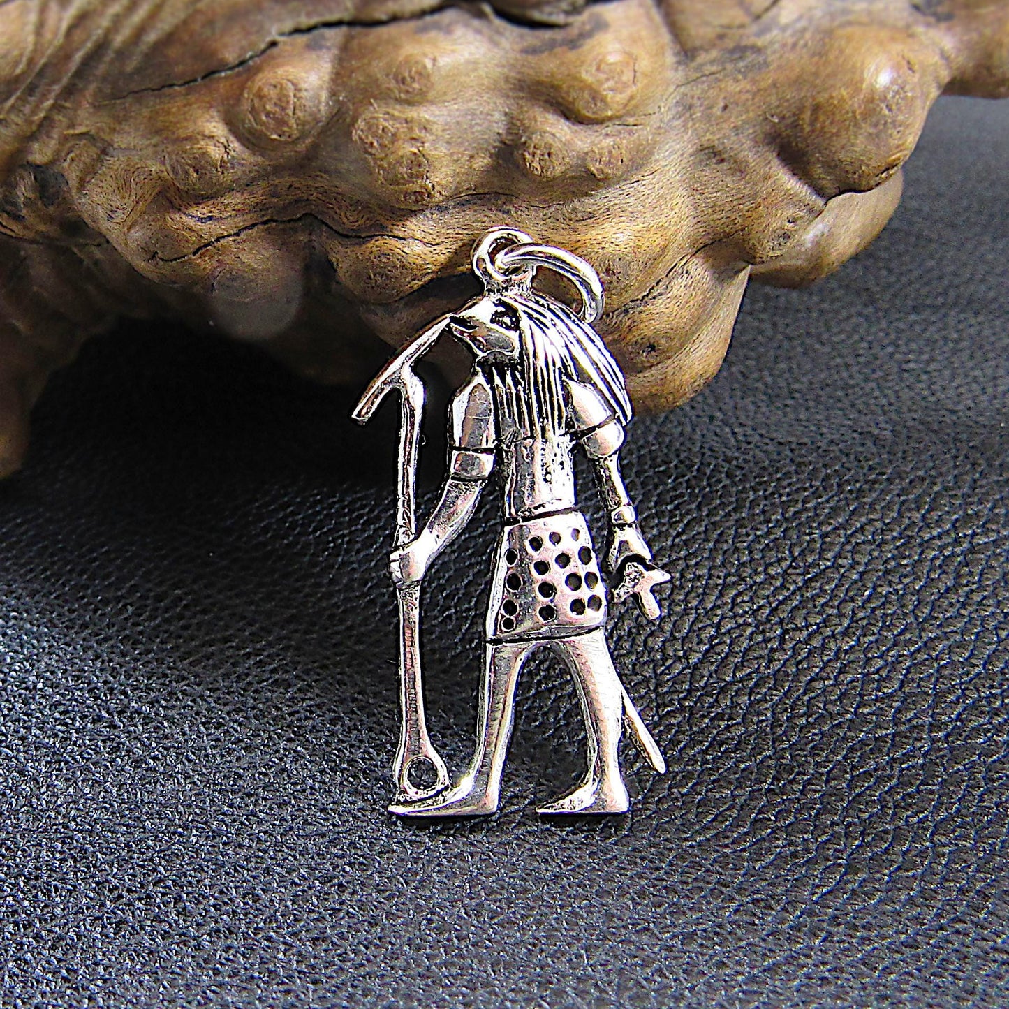 Solid 925 Sterling Silver Thoth Pendant – Egyptian God of Wisdom, Scribe & Moon, Ancient Egypt Amulet, Pagan Jewelry, Hermetic Talisman