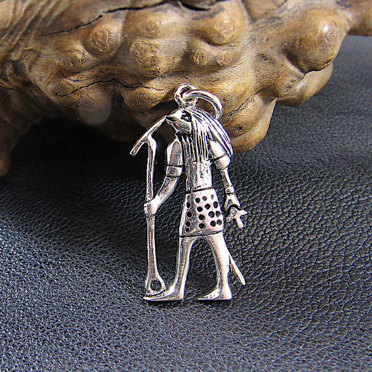 Solid 925 Sterling Silver Thoth Pendant – Egyptian God of Wisdom, Scribe & Moon, Ancient Egypt Amulet, Pagan Jewelry, Hermetic Talisman