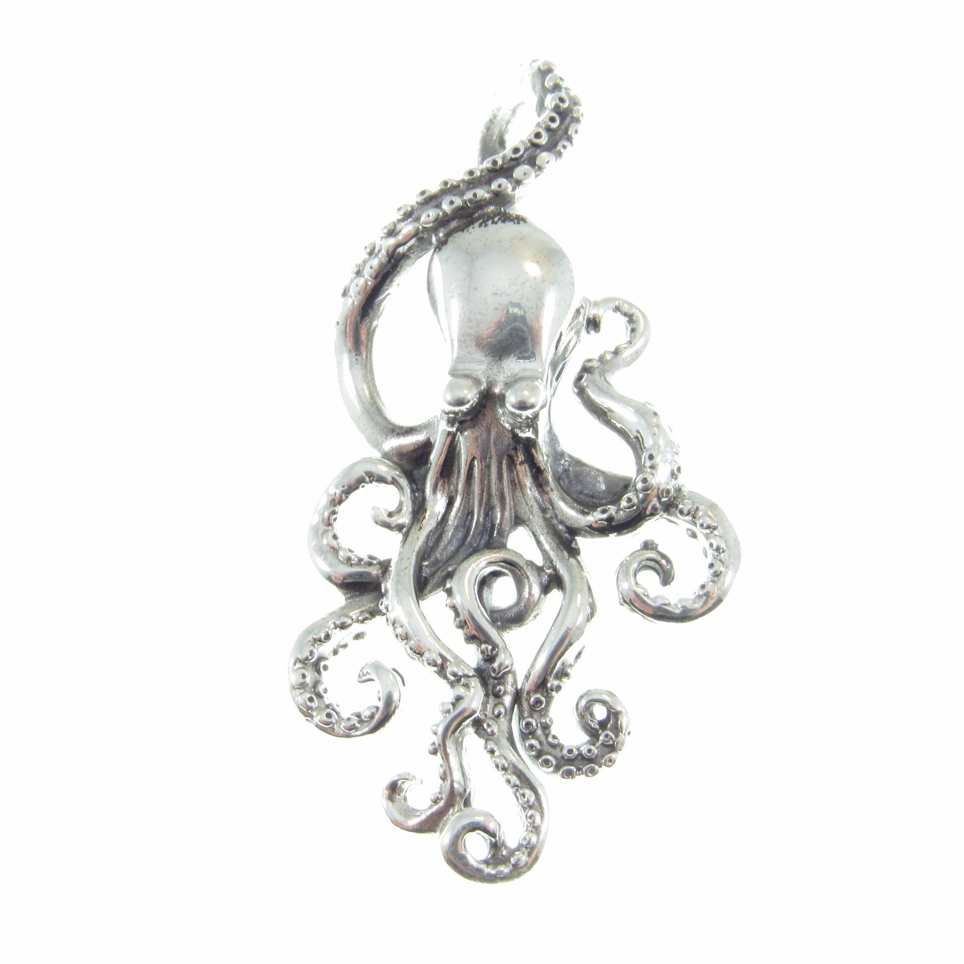 Large Solid 925 Sterling Silver Octopus Slide Pendant – Handcrafted Nautical Jewelry – Ocean Lover Statement Piece – Kraken Sea Life Gift