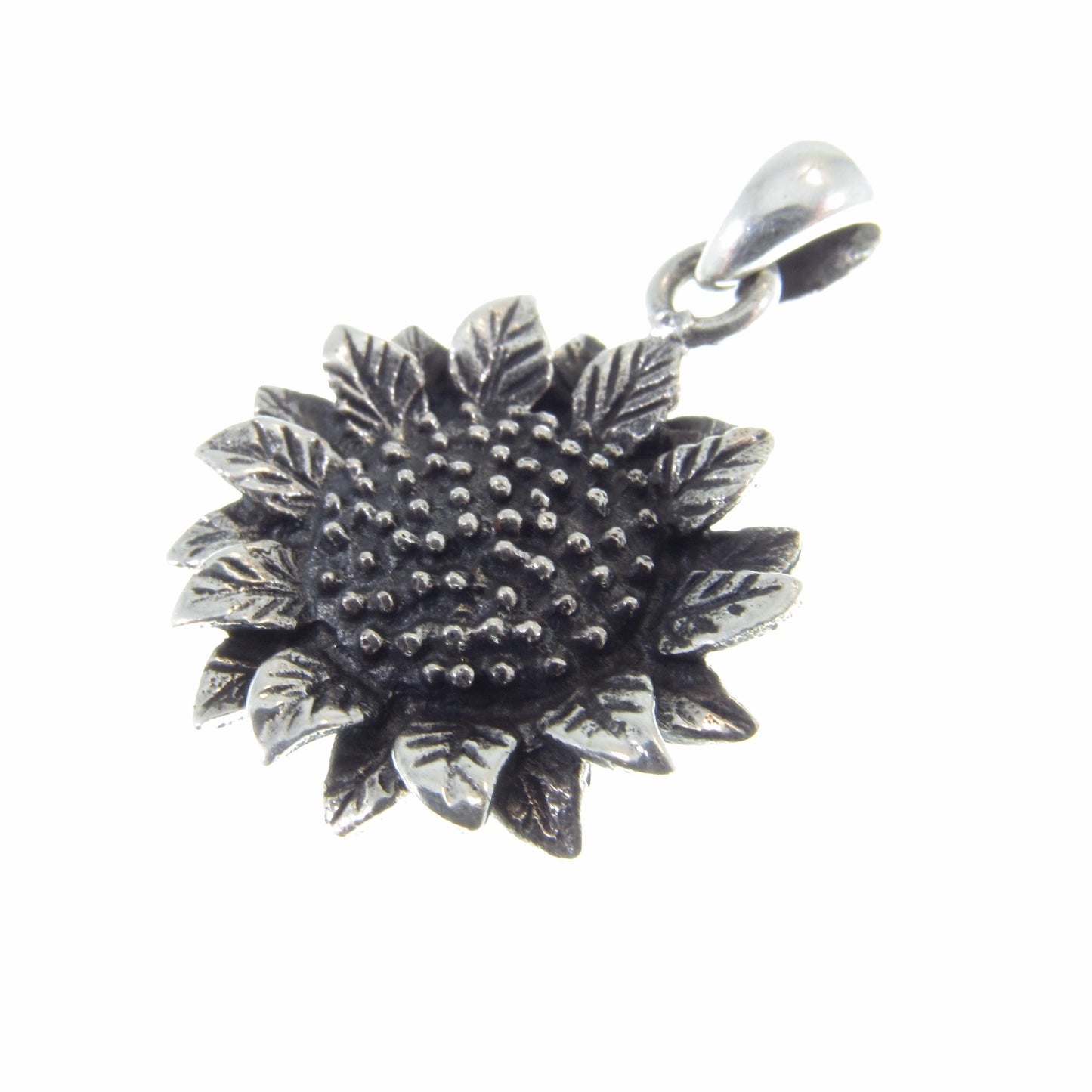 Solid Sterling Silver Sunflower Pendant – Handcrafted Floral Jewelry – Nature-Inspired Charm – Boho Botanical Sunflower – Flower Lover Gift