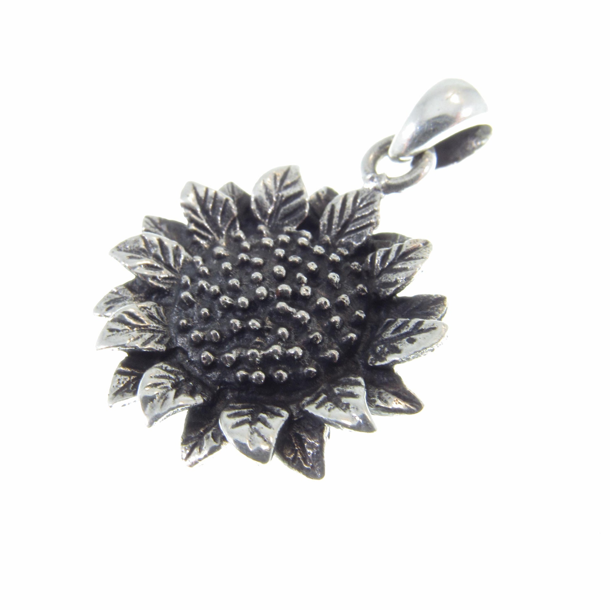 Solid Sterling Silver Sunflower Pendant – Handcrafted Floral Jewelry – Nature-Inspired Charm – Boho Botanical Sunflower – Flower Lover Gift