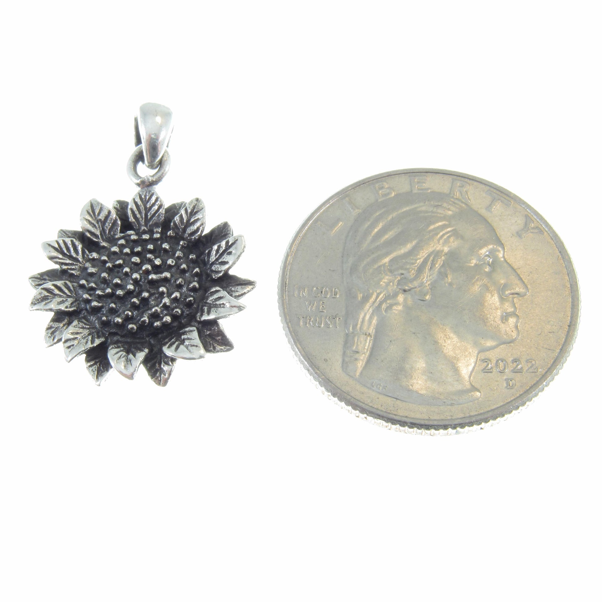 Solid Sterling Silver Sunflower Pendant – Handcrafted Floral Jewelry – Nature-Inspired Charm – Boho Botanical Sunflower – Flower Lover Gift