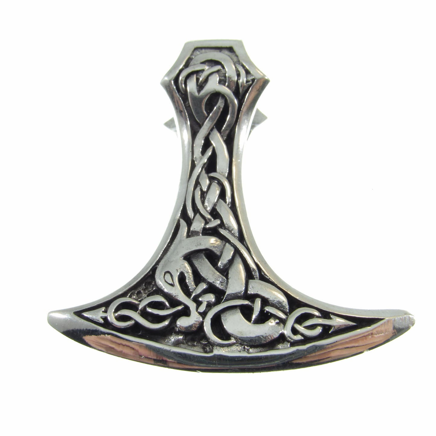 Solid 925 Sterling Silver Celtic Thor's Hammer Slide Pendant - Mjollnir Jewelry - Celtic Scrolls & Knotwork, Handcrafted Mens Viking Jewelry
