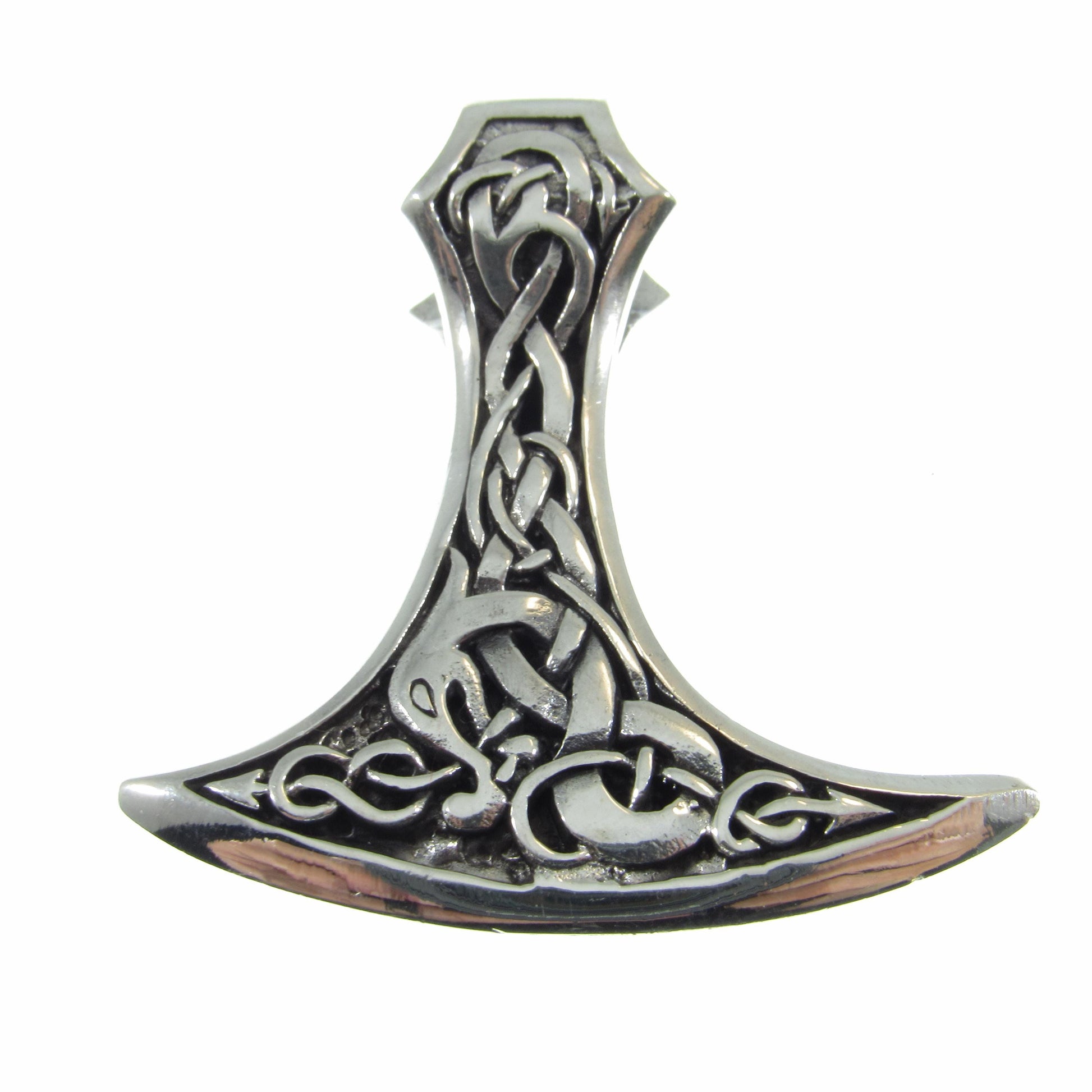 Solid 925 Sterling Silver Celtic Thor's Hammer Slide Pendant - Mjollnir Jewelry - Celtic Scrolls & Knotwork, Handcrafted Mens Viking Jewelry