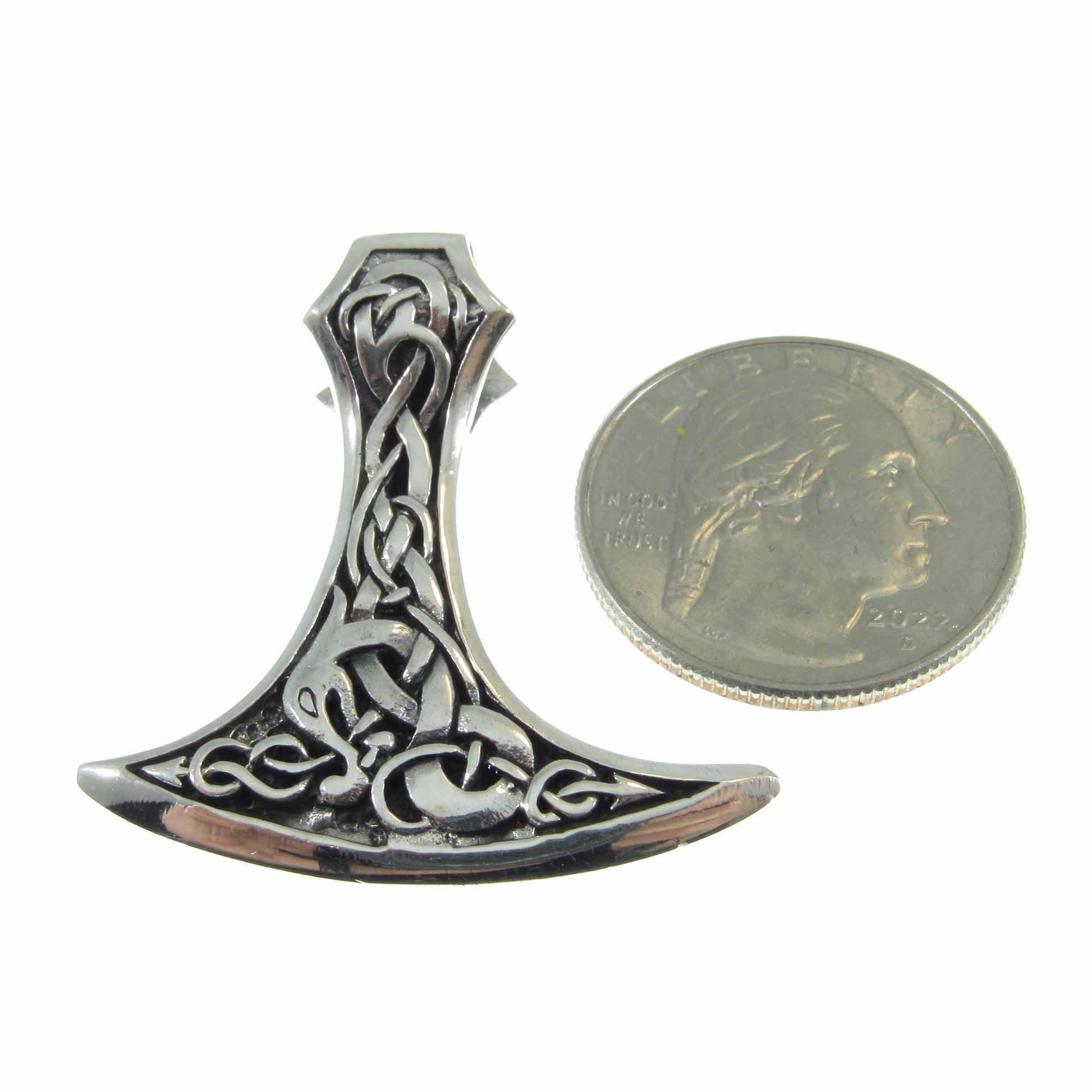 Solid 925 Sterling Silver Celtic Thor's Hammer Slide Pendant - Mjollnir Jewelry - Celtic Scrolls & Knotwork, Handcrafted Mens Viking Jewelry