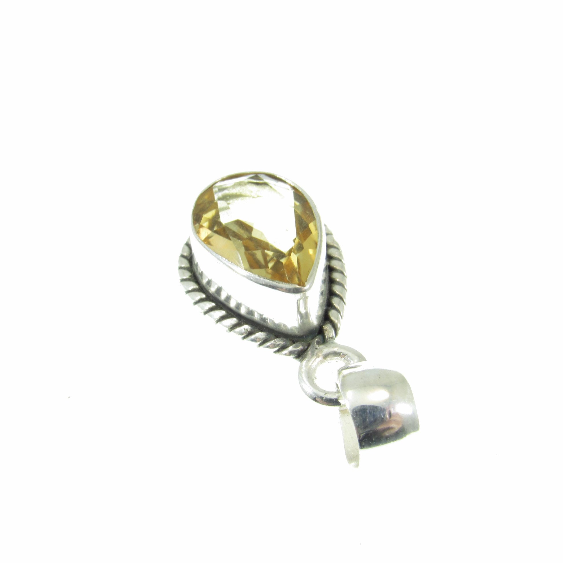 Solid 925 Sterling Silver and Faceted Citrine Pendant – Handcrafted Teardrop Gemstone Charm – November Birthstone Jewelry – Gift for Her