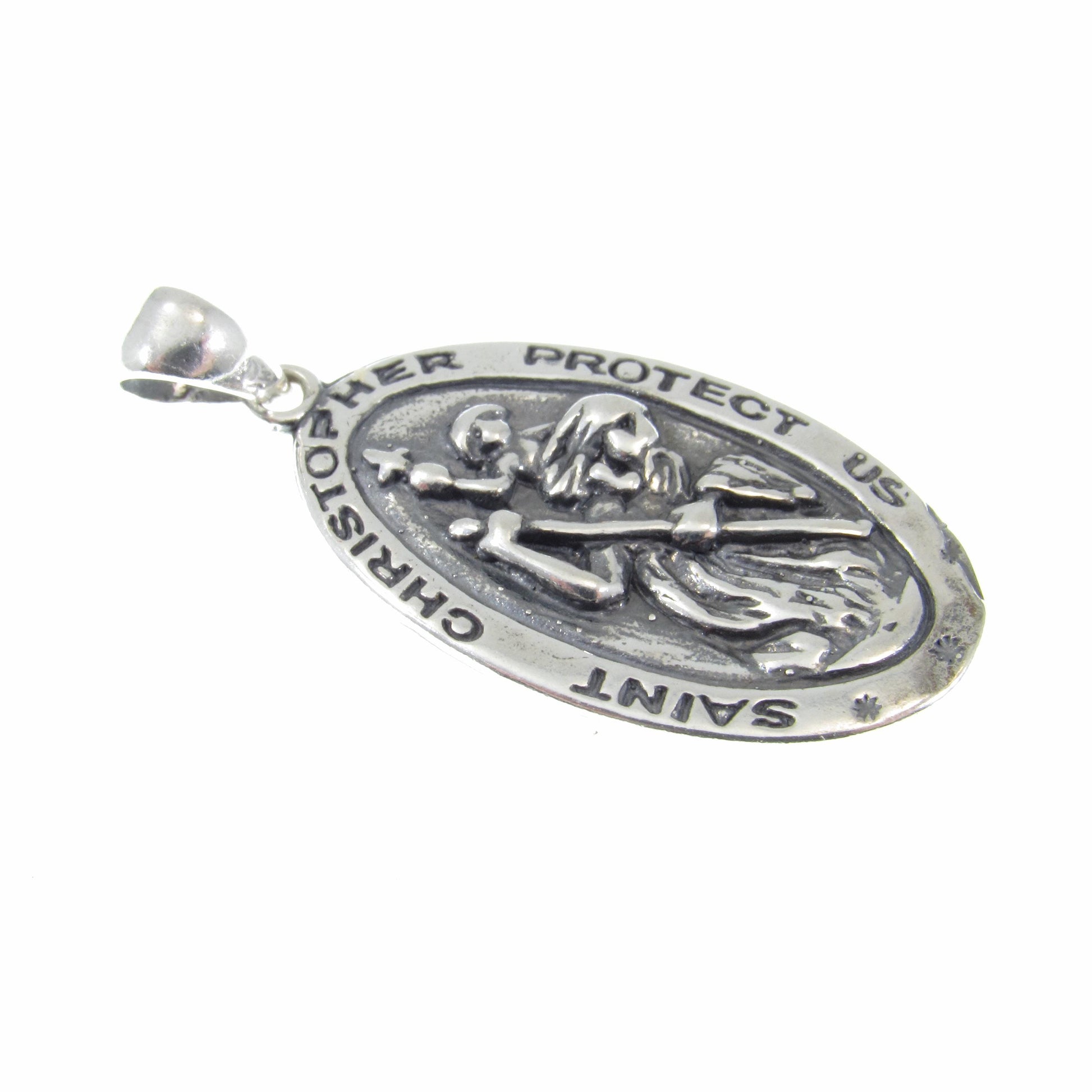 Solid 925 Sterling Silver St. Saint Christopher Pendant, Travel Protection Charm, Handcrafted Religious Medal, Patron Saint Jewelry