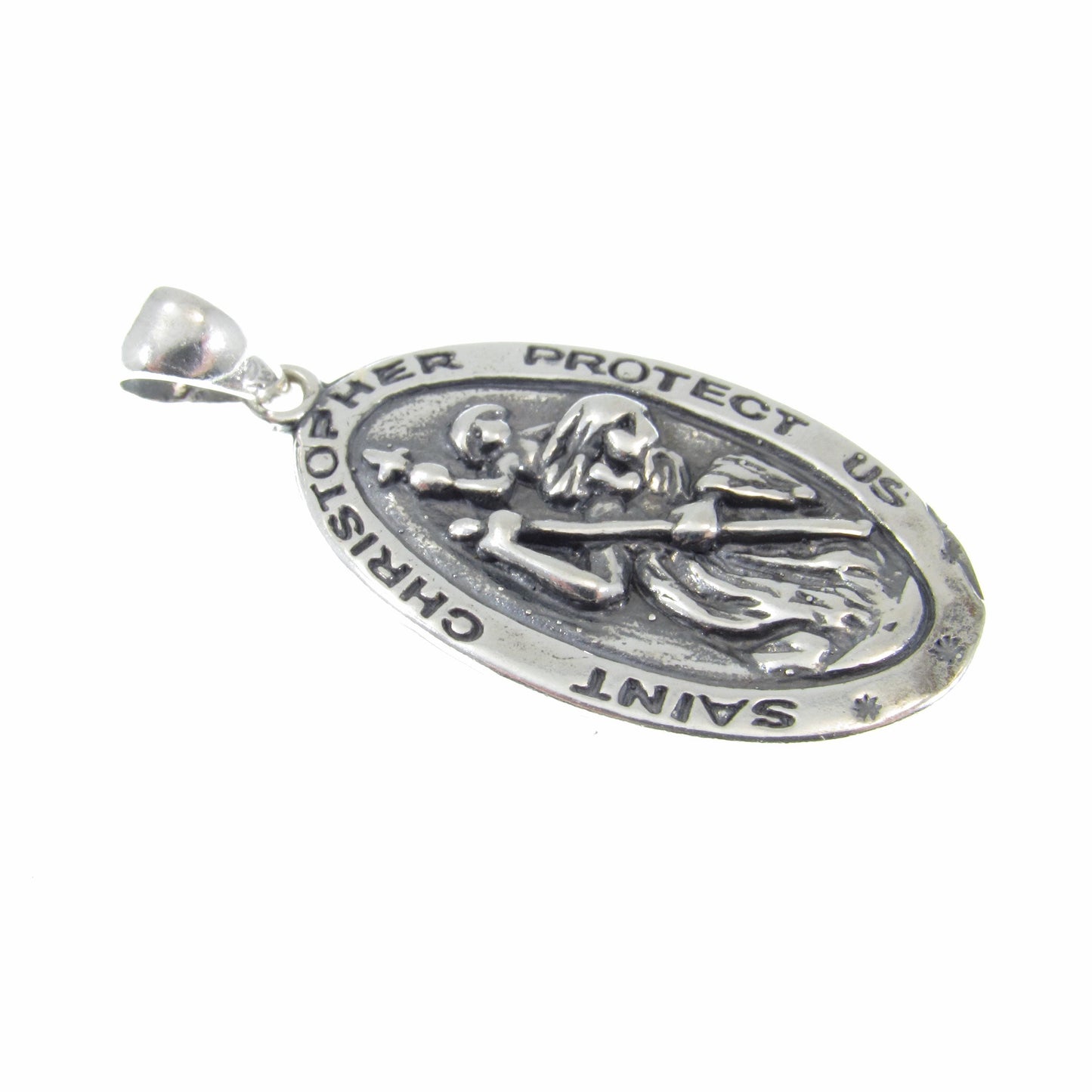 Solid 925 Sterling Silver St. Saint Christopher Pendant, Travel Protection Charm, Handcrafted Religious Medal, Patron Saint Jewelry