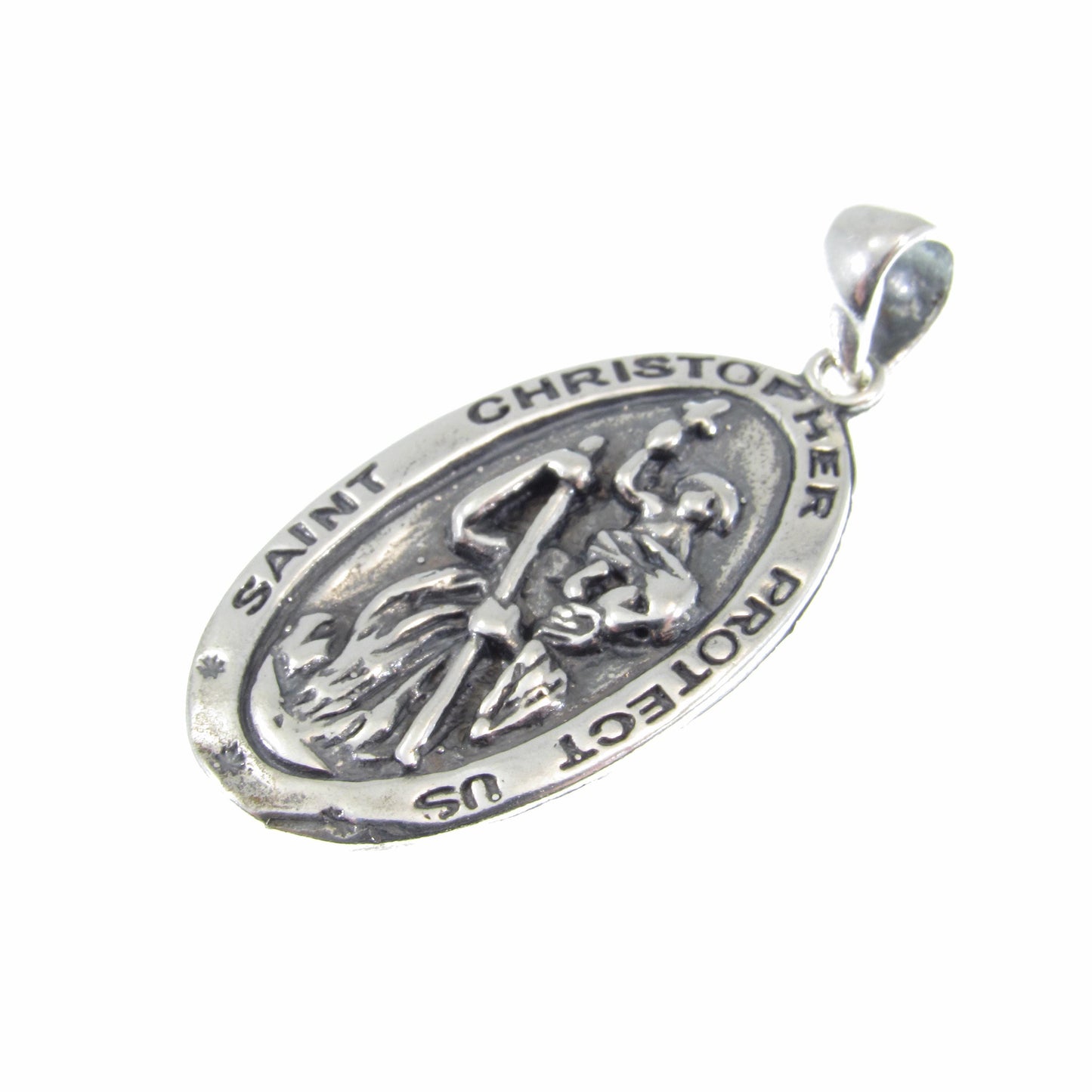 Solid 925 Sterling Silver St. Saint Christopher Pendant, Travel Protection Charm, Handcrafted Religious Medal, Patron Saint Jewelry