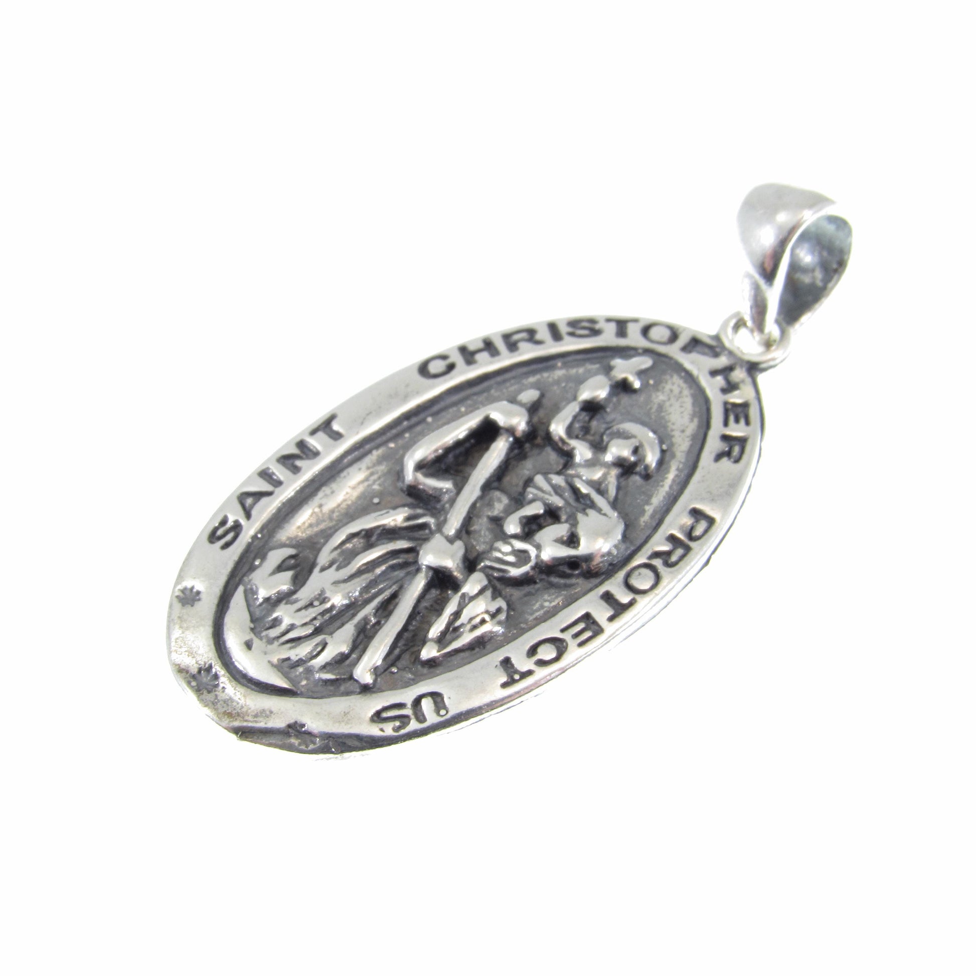 Solid 925 Sterling Silver St. Saint Christopher Pendant, Travel Protection Charm, Handcrafted Religious Medal, Patron Saint Jewelry