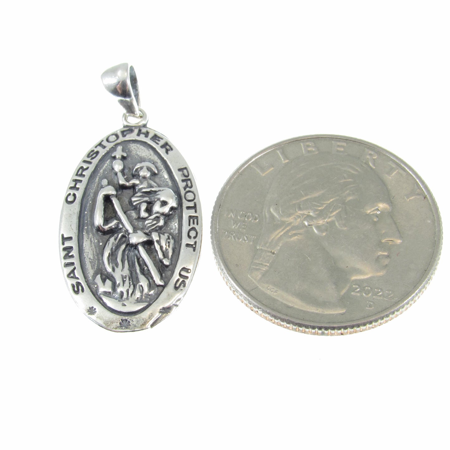 Solid 925 Sterling Silver St. Saint Christopher Pendant, Travel Protection Charm, Handcrafted Religious Medal, Patron Saint Jewelry