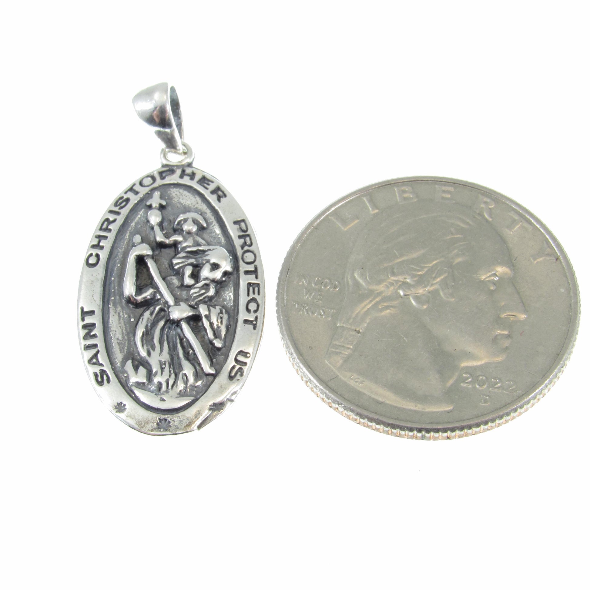 Solid 925 Sterling Silver St. Saint Christopher Pendant, Travel Protection Charm, Handcrafted Religious Medal, Patron Saint Jewelry