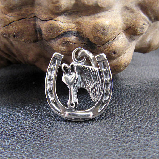 Solid 925 Sterling Silver Horse Pendant – Horseshoe Necklace Charm, Equestrian Jewelry, Western Cowgirl Gift, Handcrafted Lucky Charm