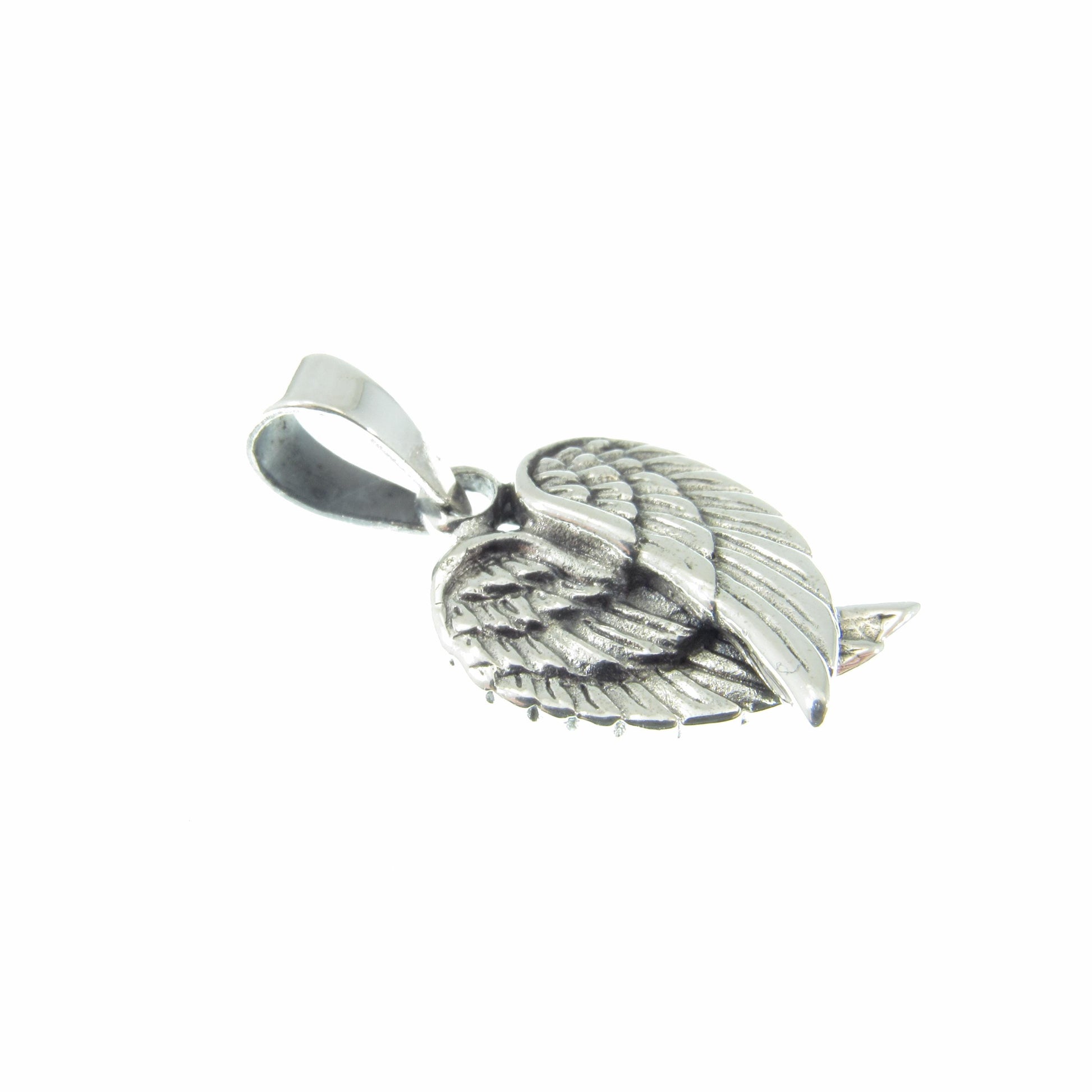 Solid 925 Sterling Silver Angel Wings Pendant – Handcrafted Guardian Angel Charm, Angelic Protection & Peace Jewelry, Memorial Gift for Her