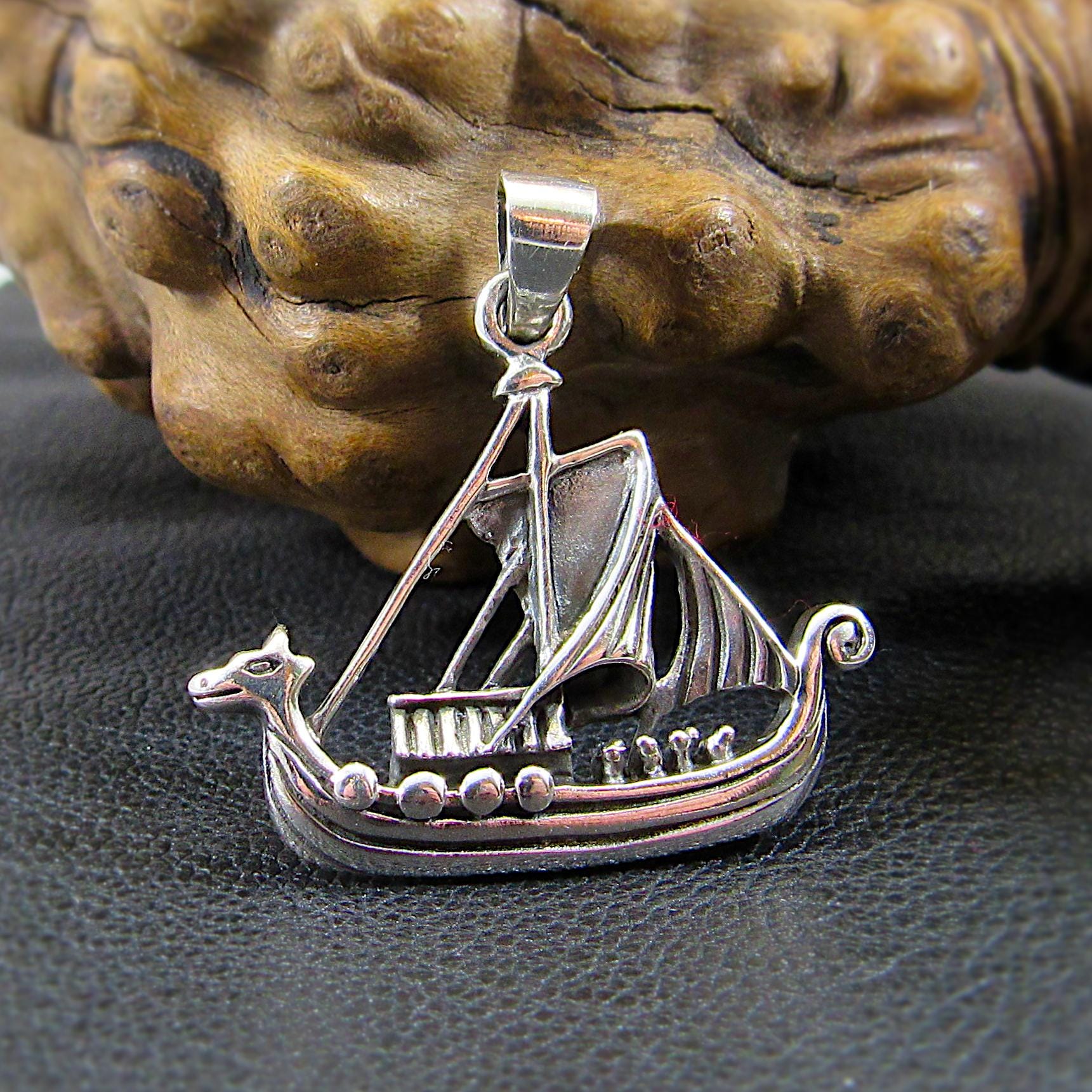 Solid 925 Sterling Silver Viking Ship Pendant – Norse Dragon Boat Necklace Pendant, Nordic Heritage Jewelry, Handcrafted Scandinavian Gift