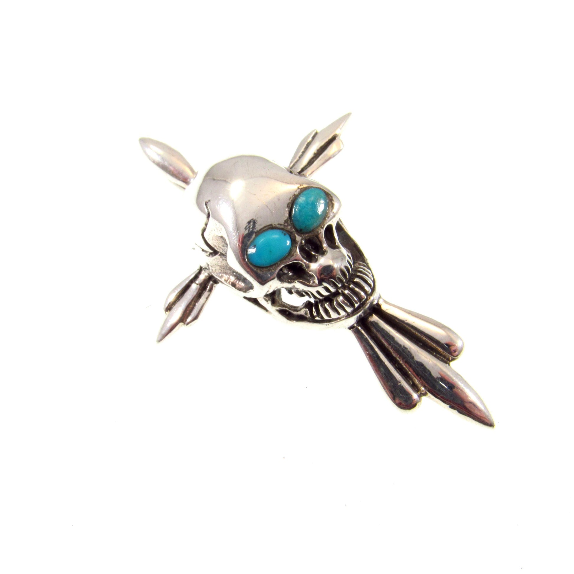 Solid 925 Sterling Silver Skull Pendant with Turquoise Eyes – Handcrafted Biker Jewelry, Gothic Necklace Pendant, Edgy Men's Streetwear