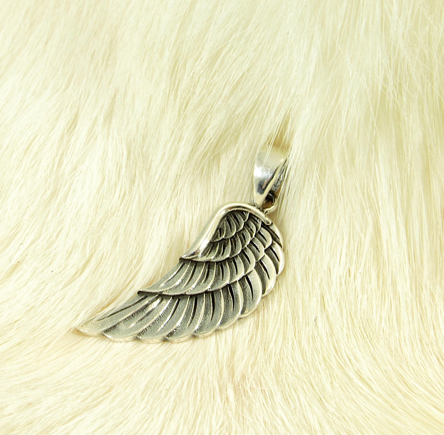Solid 925 Sterling Silver Angel Wing Pendant, Handcrafted Religious Jewelry, Unique Spiritual Charm, Simple & Elegant Inspirational Art