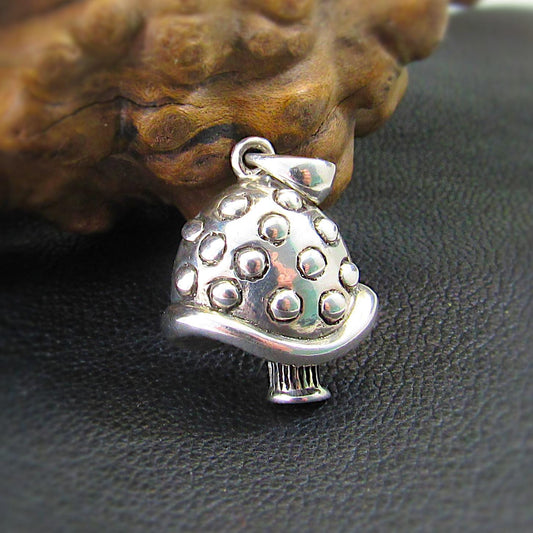 Solid 925 Sterling Silver Mushroom Pendant – Whimsical Toadstool Necklace Charm, Cottagecore Jewelry, Fantasy Forest Charm, Nature Gift