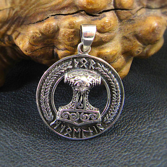 Solid 925 Sterling Silver Viking Thor’s Hammer Pendant – Norse Mythology Necklace Pendant, Mjolnir Amulet, Nordic Pagan Jewelry for Men
