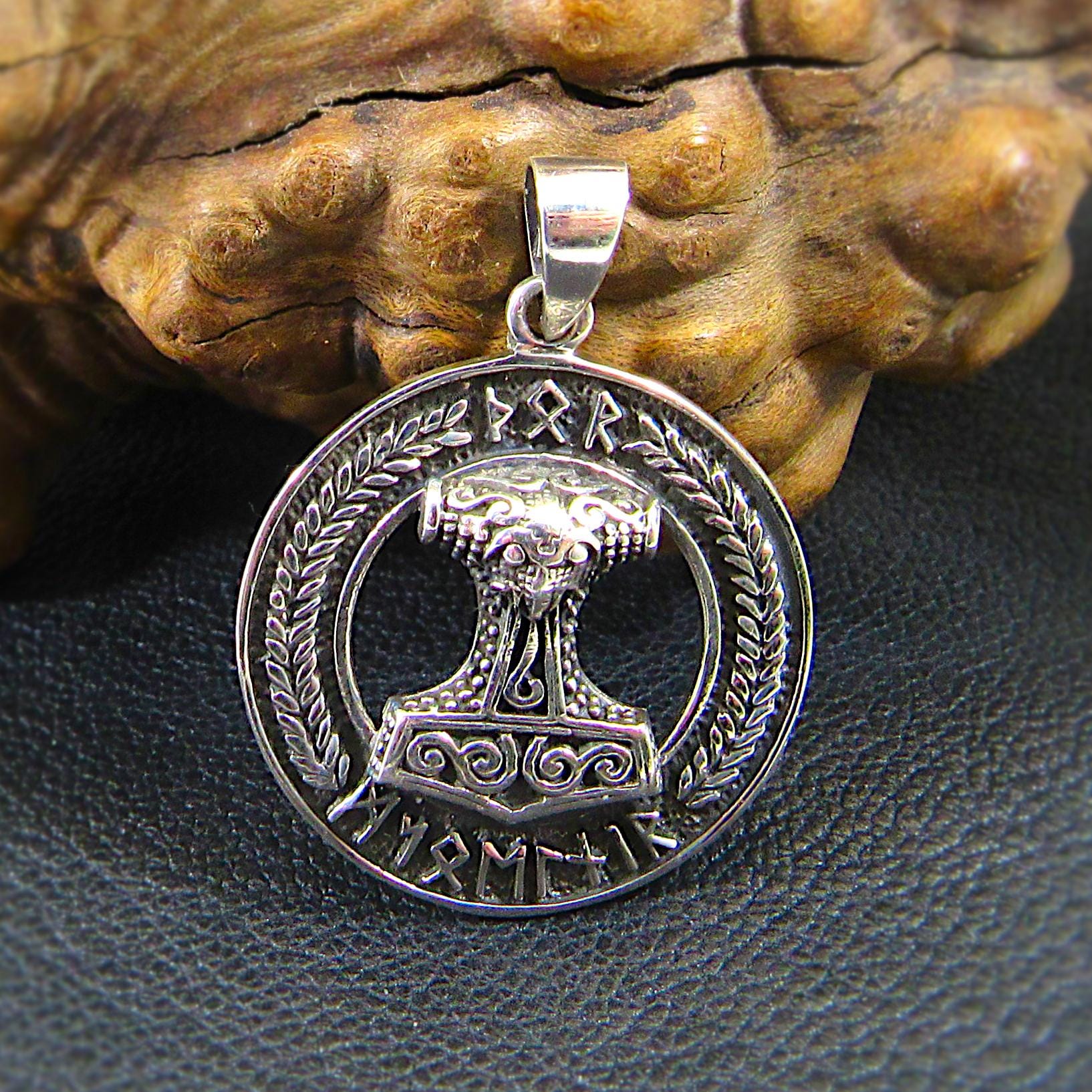Solid 925 Sterling Silver Viking Thor’s Hammer Pendant – Norse Mythology Necklace Pendant, Mjolnir Amulet, Nordic Pagan Jewelry for Men