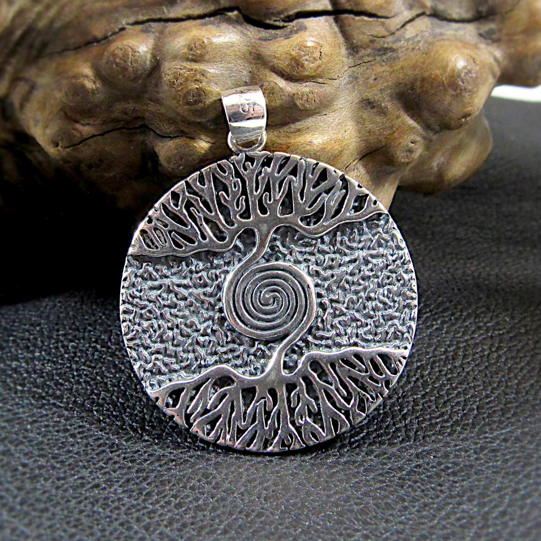 Solid 925 Sterling Silver Tree of Life Pendant – Celtic Spiral & Roots Amulet, Spiritual Nature Jewelry, Symbol of Wisdom, Wiccan Pagan Gift