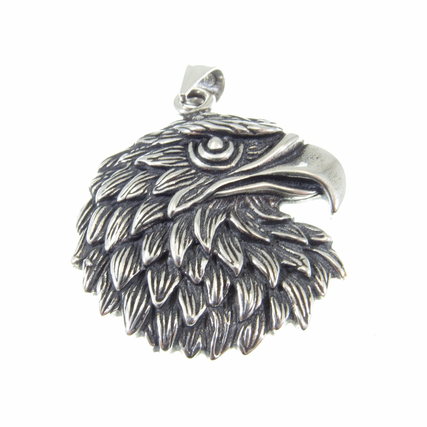 Solid Sterling Silver Eagle Pendant – 3D Bald Eagle Head Amulet, Patriotic Jewelry for Men, American Symbol of Freedom, Gift for Him