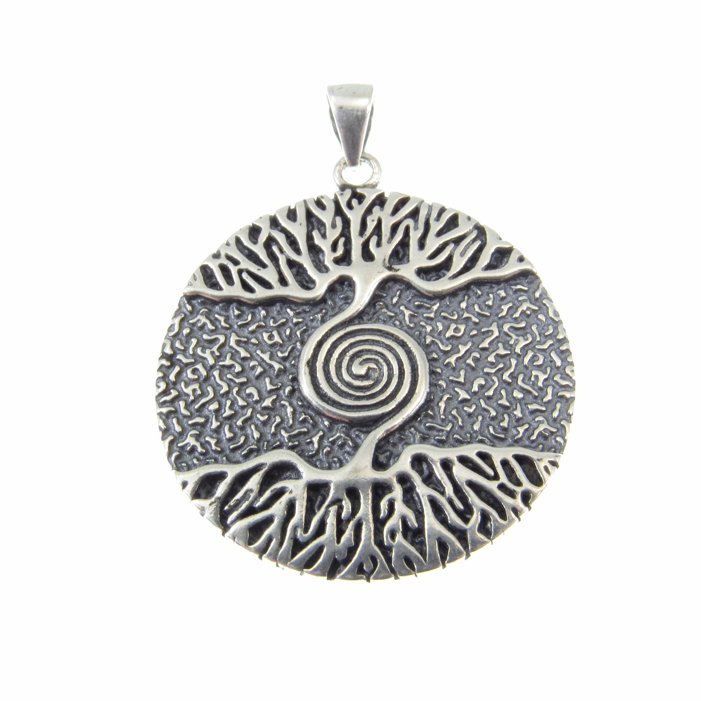 Solid 925 Sterling Silver Tree of Life Pendant – Celtic Spiral & Roots Amulet, Spiritual Nature Jewelry, Symbol of Wisdom, Wiccan Pagan Gift