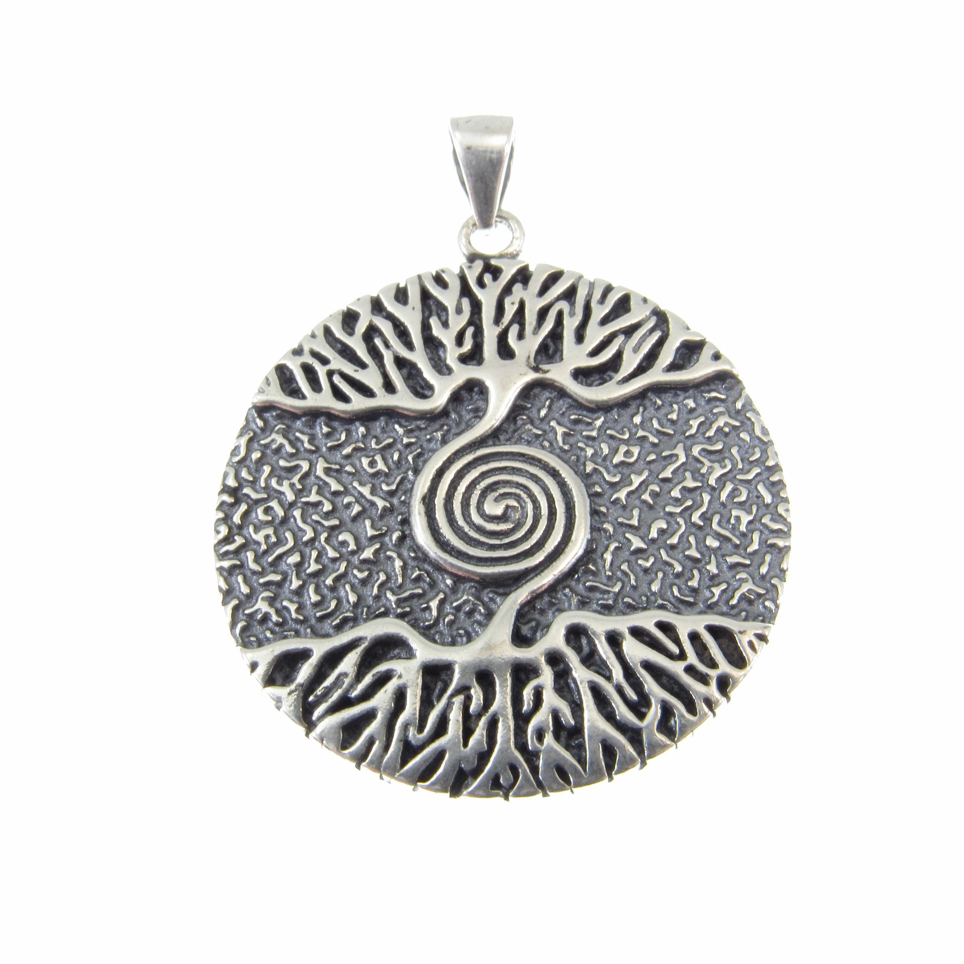 Solid 925 Sterling Silver Tree of Life Pendant – Celtic Spiral & Roots Amulet, Spiritual Nature Jewelry, Symbol of Wisdom, Wiccan Pagan Gift