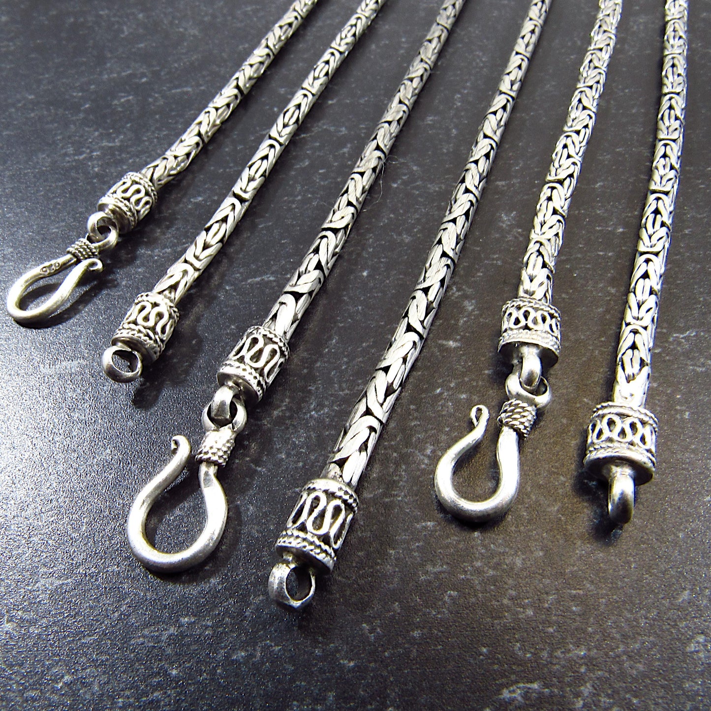 Solid 925 Sterling Silver Balinese Chains, Necklace or Bracelet – Handmade in Bali, Oxidized Unisex Jewelry, Unique Gift for Men & Women
