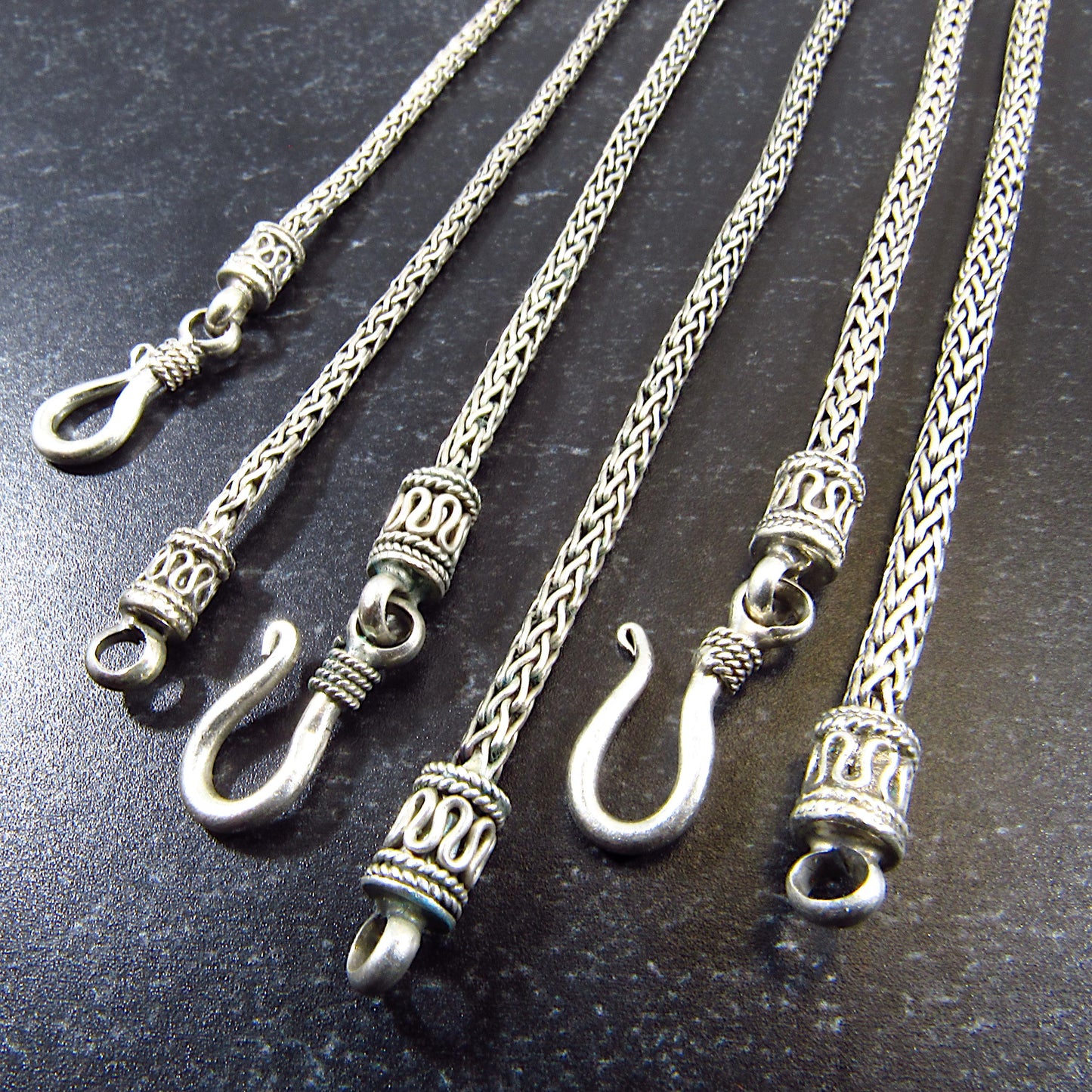 Solid 925 Sterling Silver Balinese Chains, Necklace or Bracelet – Handmade in Bali, Oxidized Unisex Jewelry, Unique Gift for Men & Women